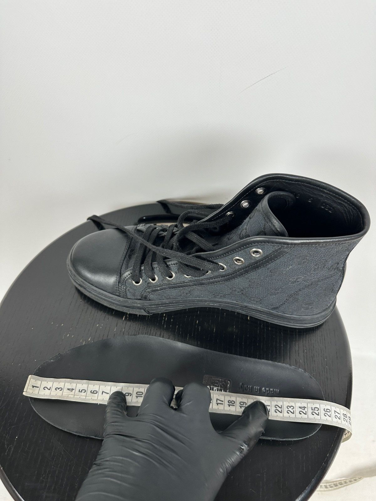 Gucci Gucci 426188 GG Leather/Canvas Monogram High Top Sneaker Size US 5.5 / EU 38 - 24 Thumbnail