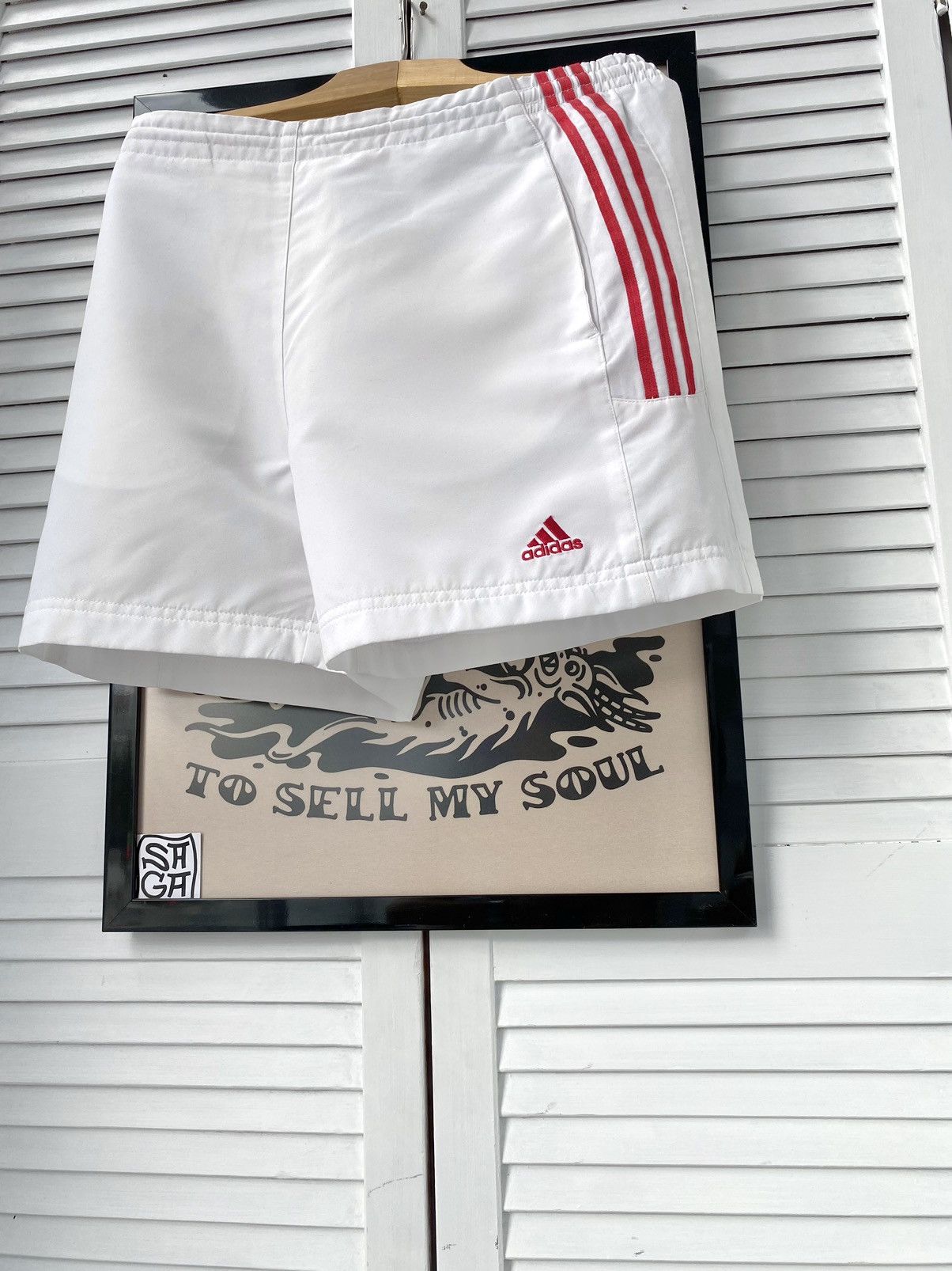 Adidas × Vintage Vintage Adidas Track Striped Shorts Retro Athletic Size US 32 / EU 48 - 9 Thumbnail