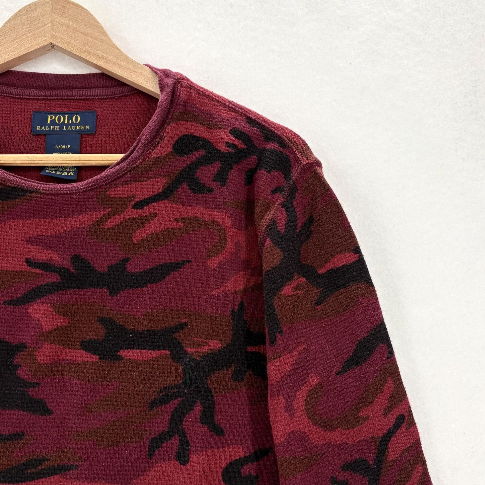 Polo Ralph Lauren Polo Ralph Lauren Shirt Mens Small Red Camo Thermal Waffle Knit Long Sleeve Size US S / EU 44-46 / 1 - 2 Thumbnail