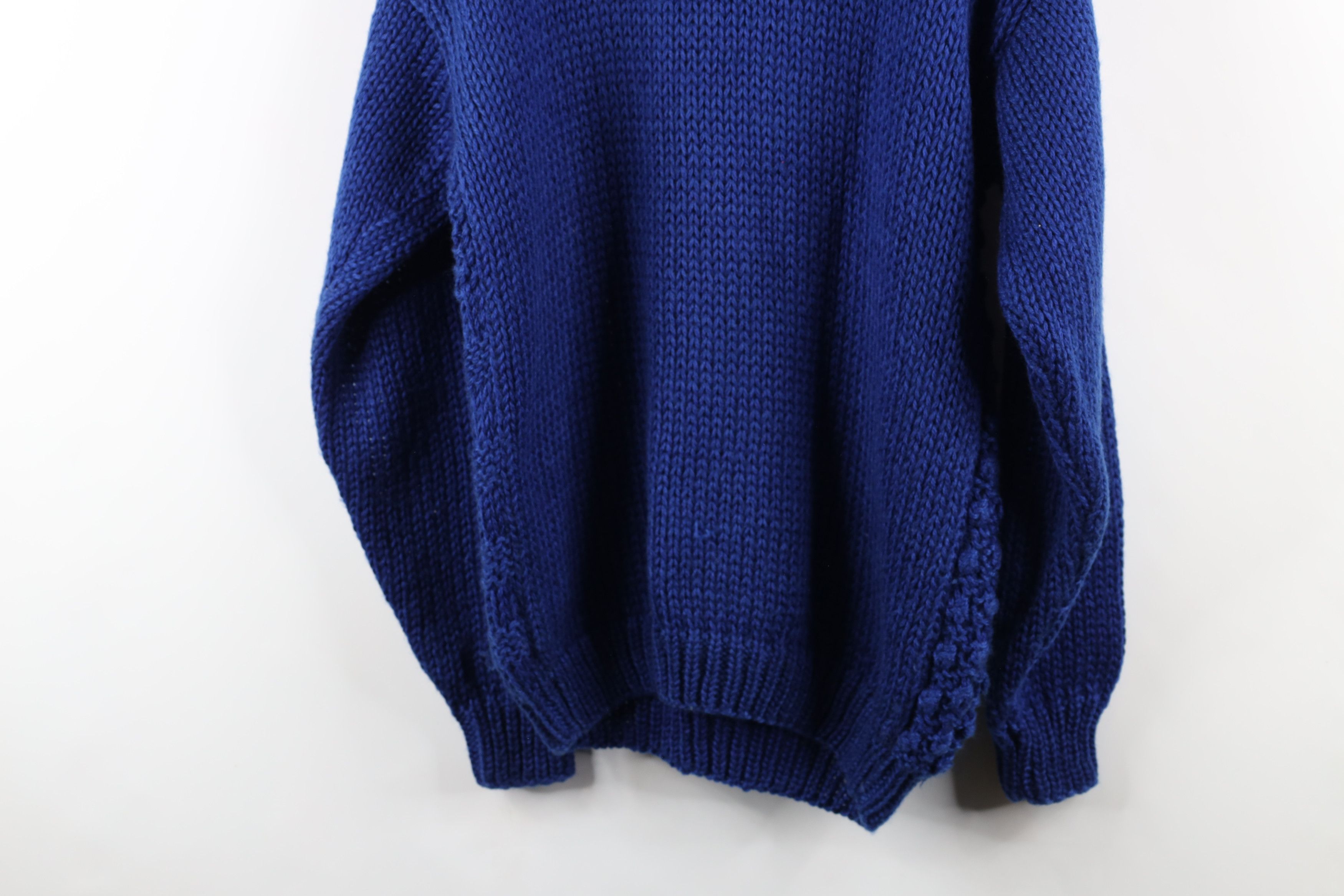 Vintage Vintage 90s Streetwear Textured Crochet Knit Sweater Blue Size US M / EU 48-50 / 2 - 13 Thumbnail
