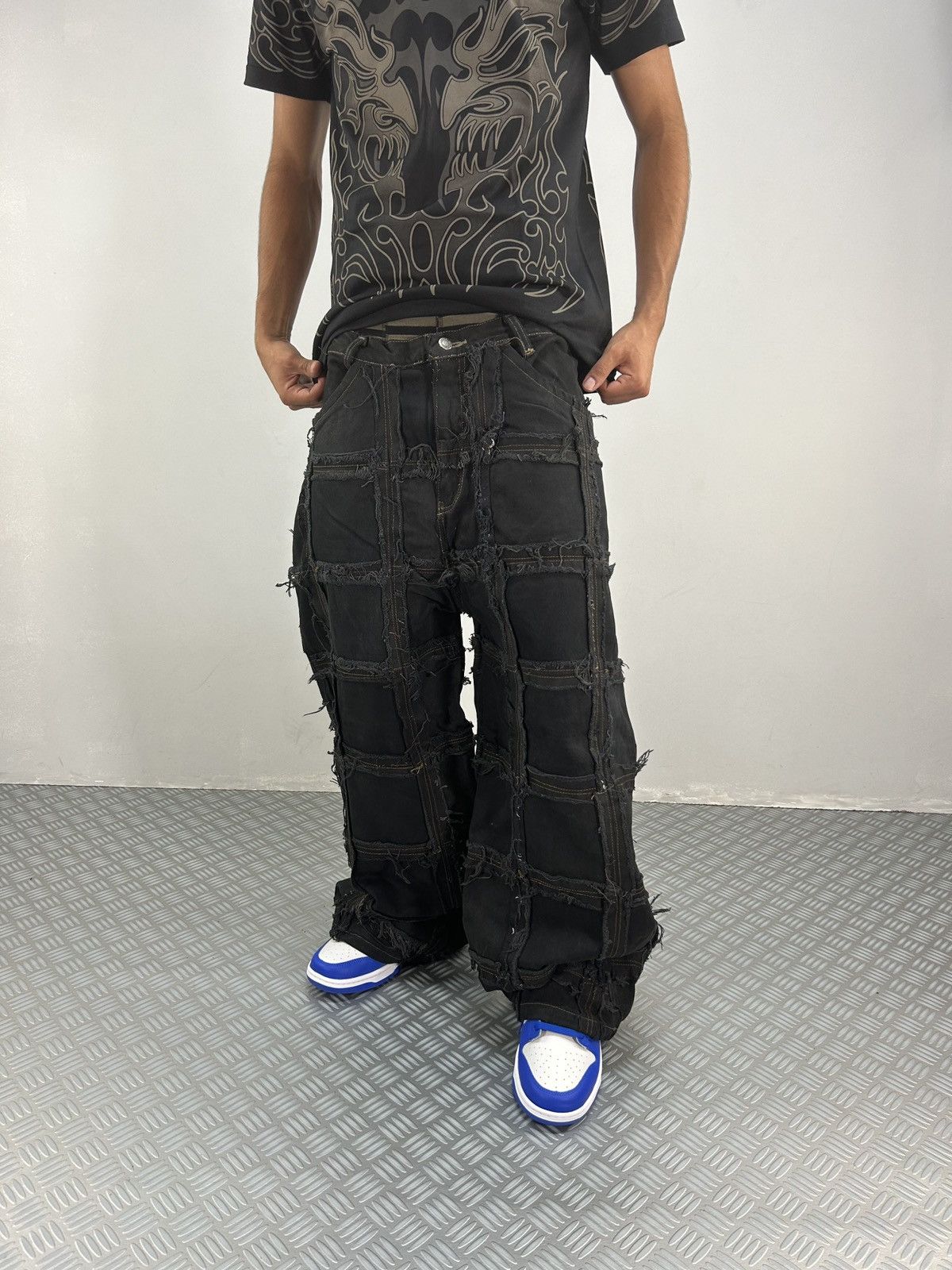 Handmade Vintage Patchwork y2k Baggy Jeans Handmade 00s Size US 28 / EU 44 - 2 Thumbnail