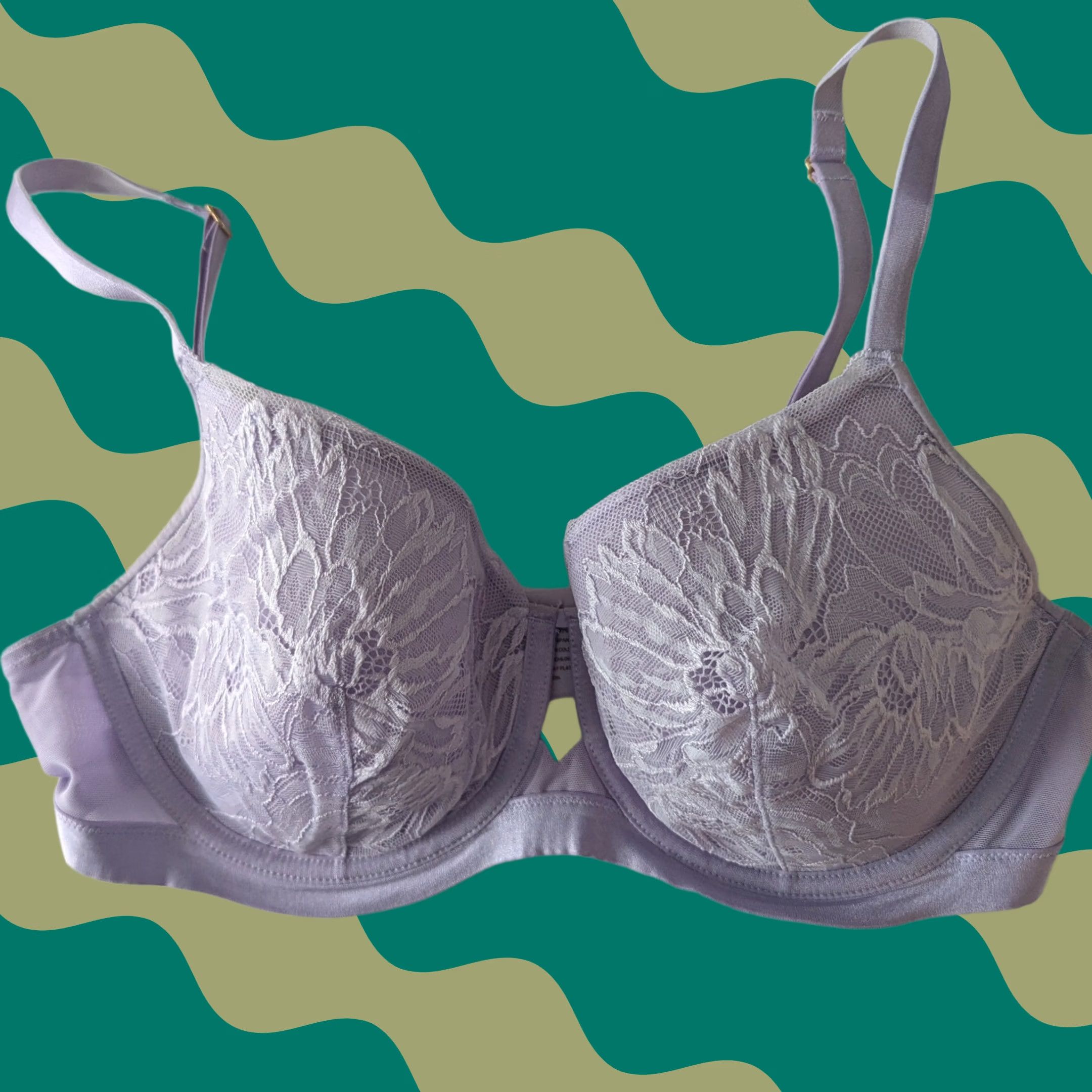 Vintage Soma Full Coverage Bra 36D Lavender Lace Underwire Lightly Lined Women's Womens Lace Adjustable Straps Nyl on Spandex, Hook & Eye (36D) Size ONE SIZE - 1 Thumbnail