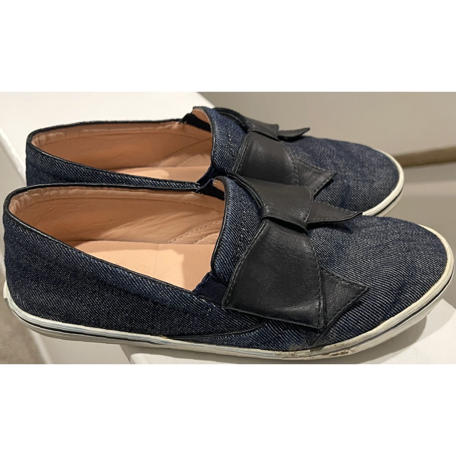Denime Kate Spade New York Sneakers Delise Too Indigo Denim Black Nappa Bow Size 7B Size US 7 / IT 37 - 3 Thumbnail