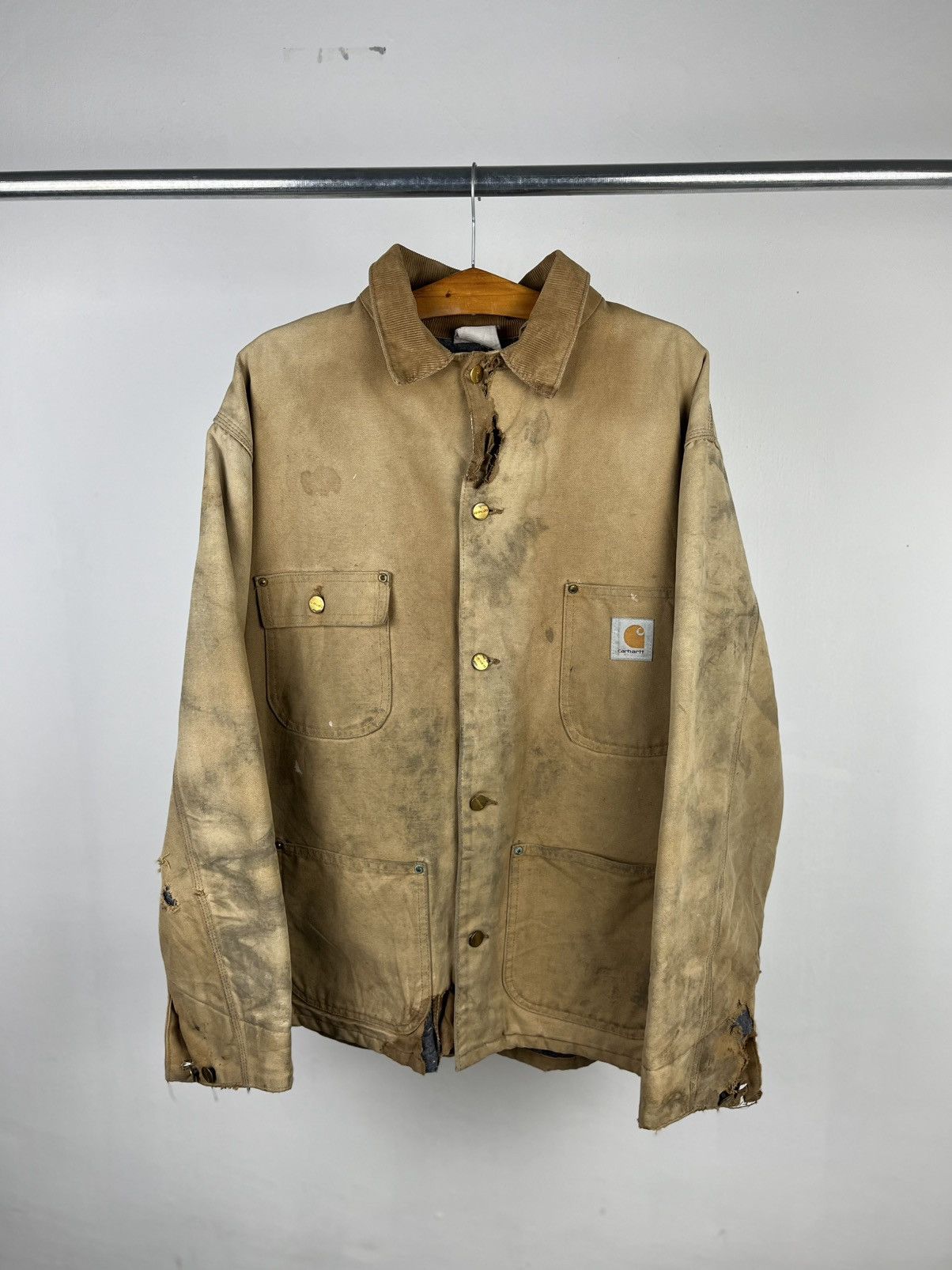 Carhartt 1990s carhartt chore jacket heavily distressed Size US XL / EU 56 / 4 - 1 Thumbnail