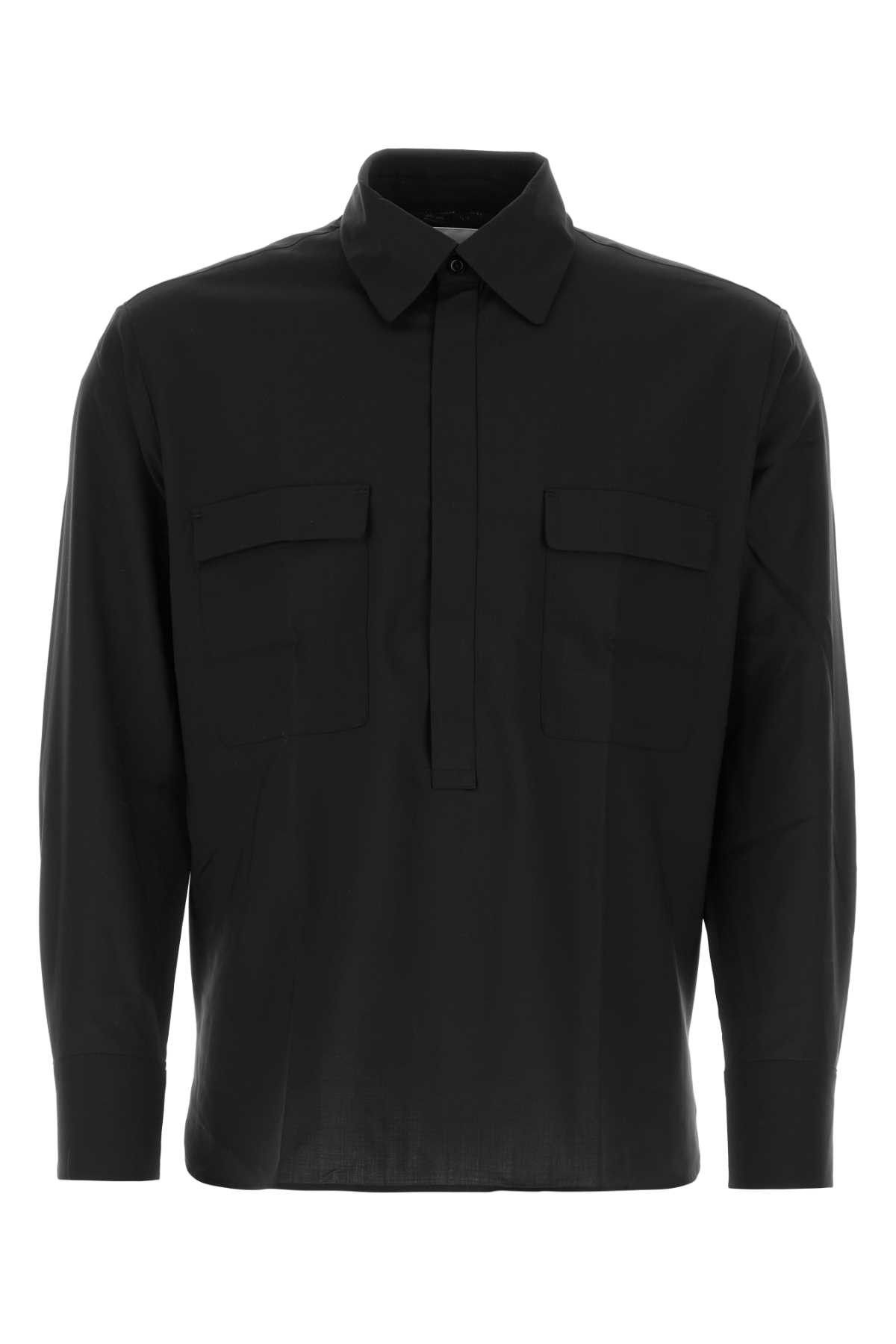 image of Pt Torino Black Wool Shirt, Men's (Size Large)