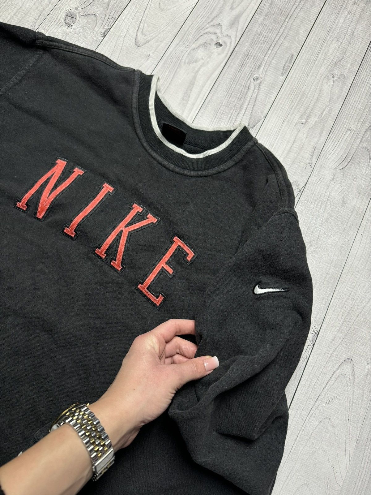 Nike × Vintage Vintage Nike sweatshirt logo size m women's black Size M / US 6-8 / IT 42-44 - 10 Thumbnail