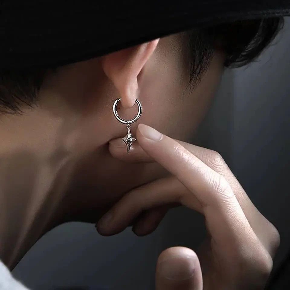 Jewelry Crystal Star Stone Earrings Gothic Punk Chrome Jewelry Spike Size ONE SIZE - 4 Thumbnail