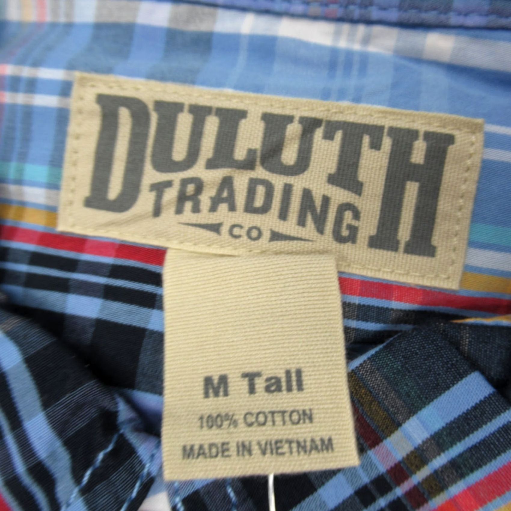 Vintage Duluth Trading Shirt Mens Tall M Blue Plaid Cotton Short Sleeve Button-Up Relaxed Fit Pocket Size US M / EU 48-50 / 2 - 3 Thumbnail