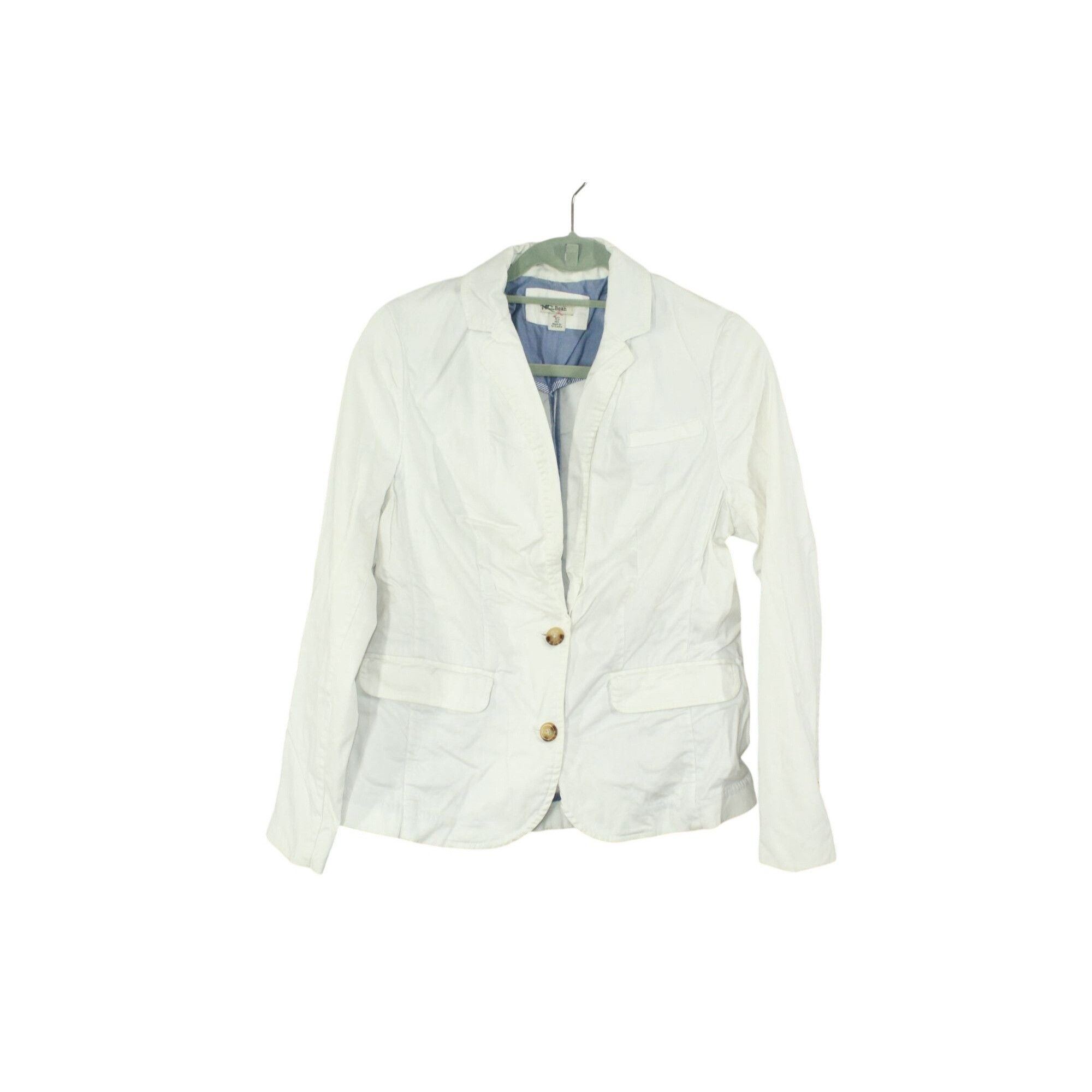 L.L. Bean LL Bean Women’s White Blazer Jacket Cotton Stretch Tailored Size XS / US 0-2 / IT 36-38 - 1 Thumbnail