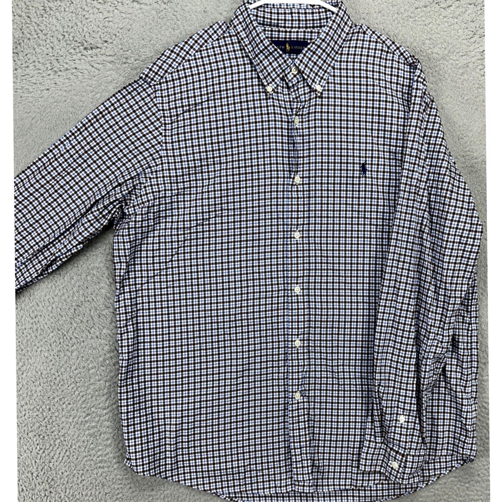 Ralph Lauren Ralph Lauren Mens Button Down Shirt XL Blue Brown White Plaid Pony Long Sleeve Size US XL / EU 56 / 4 - 2 Thumbnail
