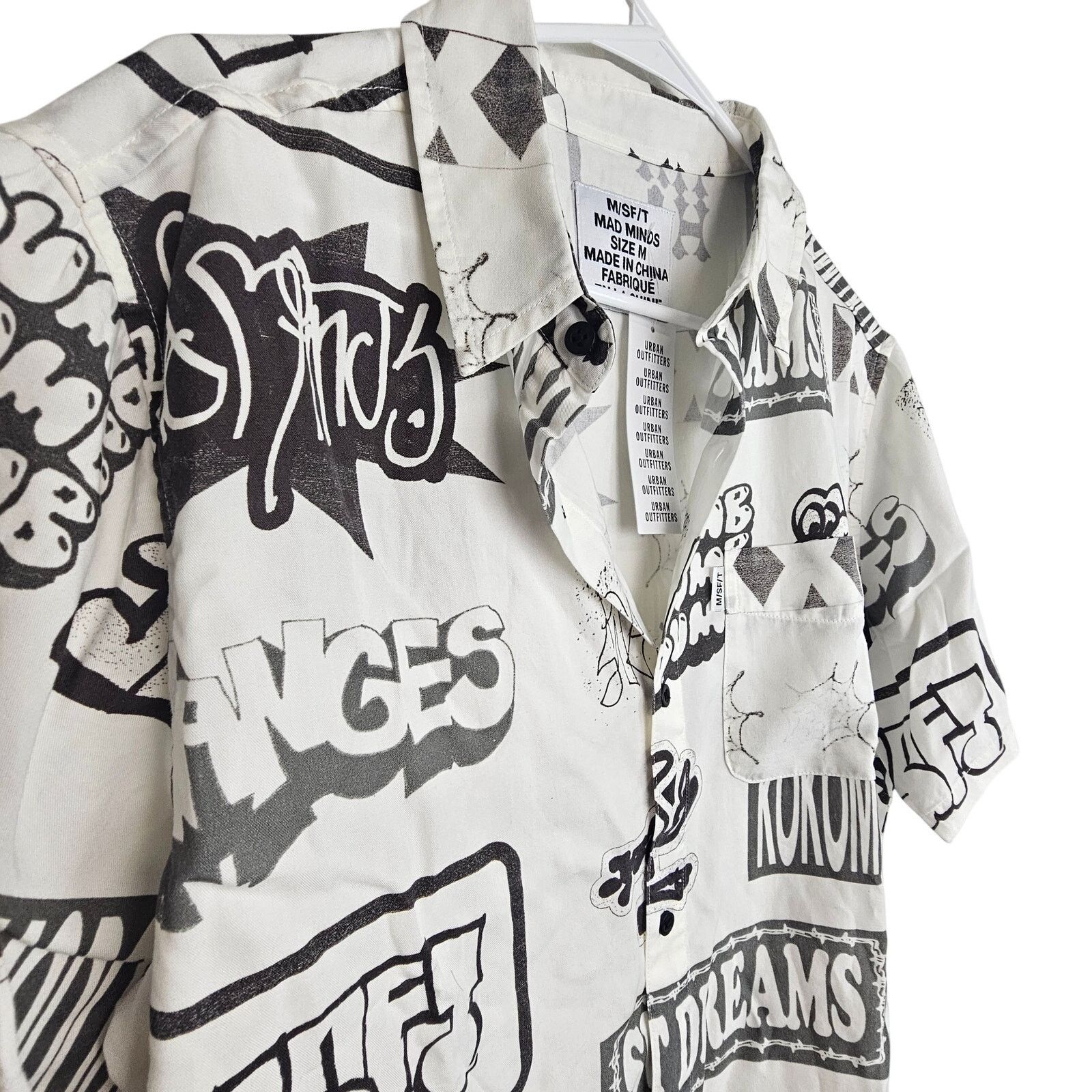 Urban Outfitters Mad Minds M/SF/T Mens All Over Graphic Sweet Dumb Shirt M Size US M / EU 48-50 / 2 - 5 Thumbnail