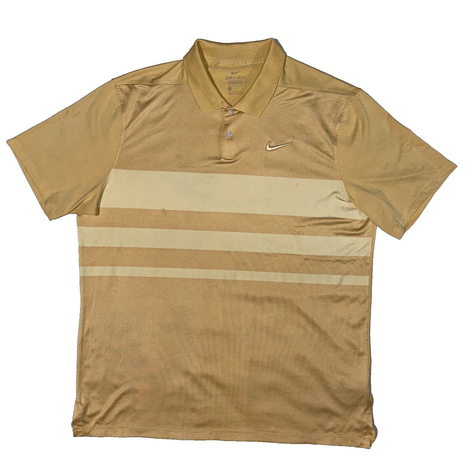 Nike Nike Dri-Fit Golden Yellow Striped Athletic Collared Polo Sh Size US L / EU 52-54 / 3 - 1 Thumbnail