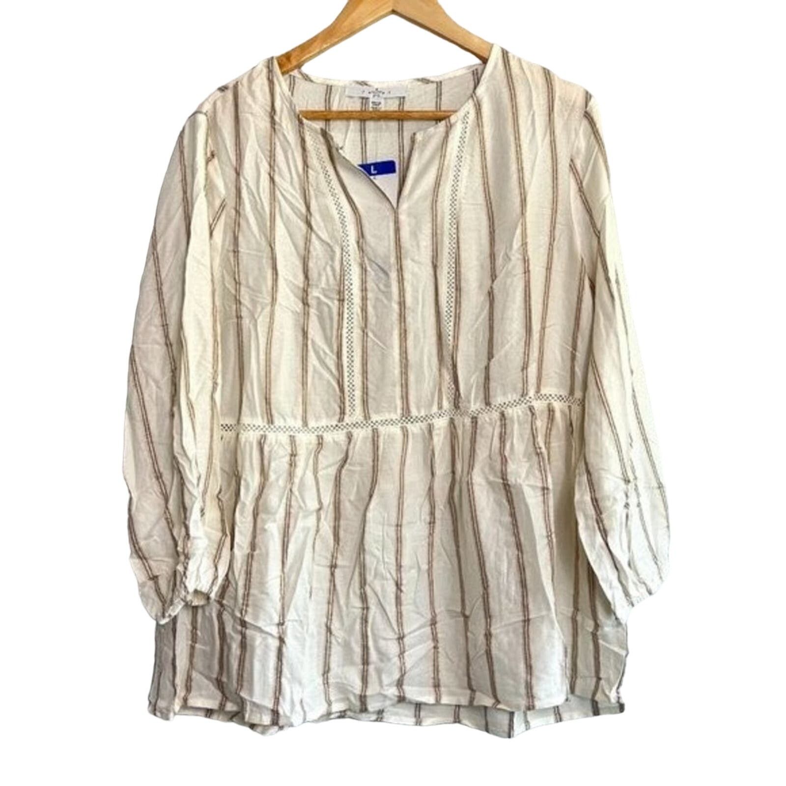 Other Women's Large NWT GranolaGirl Peplum Blouse Stripes Size L / US 10 / IT 46 - 1 Thumbnail