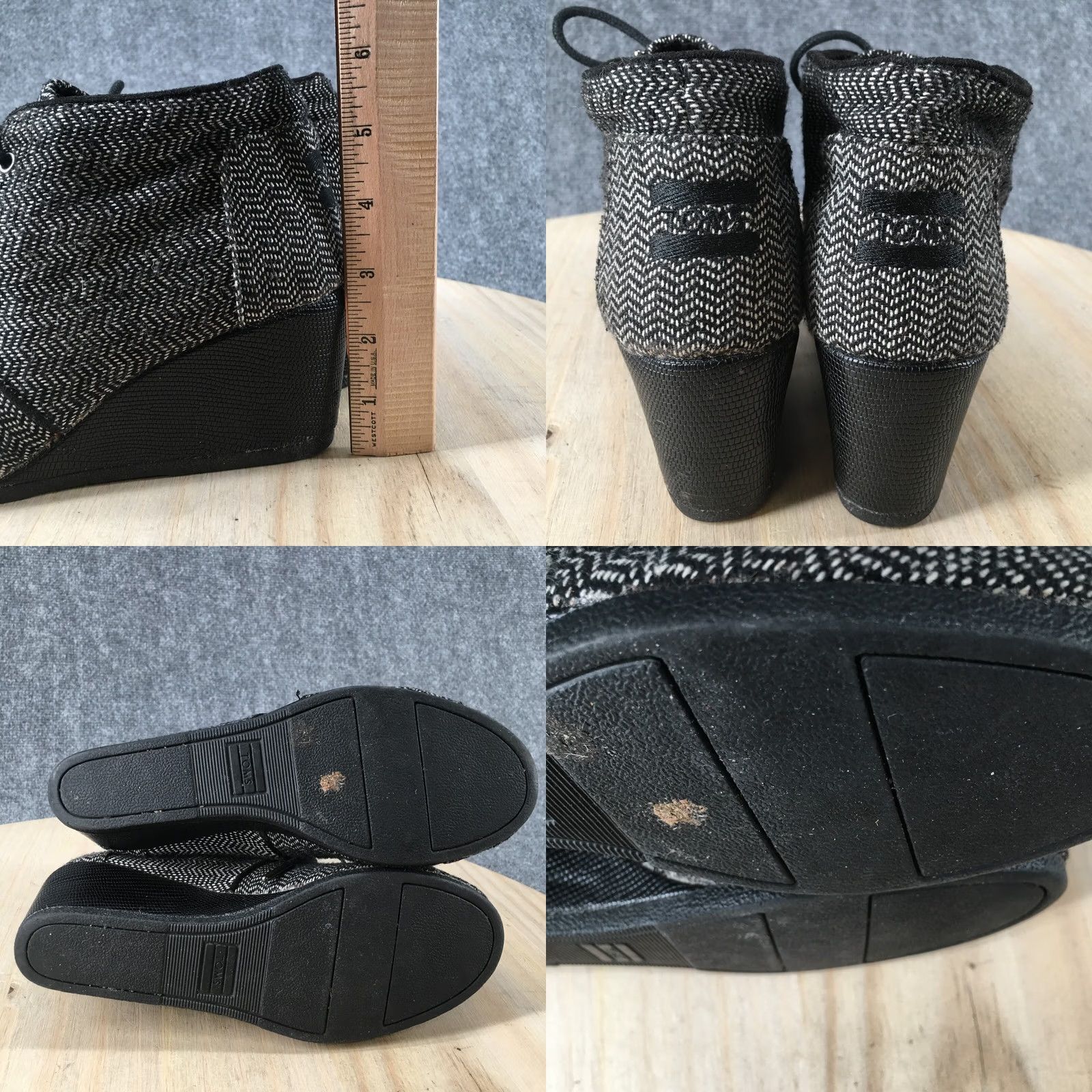 Toms TOMS Boots Womens 8 Herringbone Desert Wedge Heels Ankle Booties Grey Fabric Bootie Womens 8 Gray Herringbone Wedge Ankle Booties Fashion Shoes Size US 8 / IT 38 - 8 Thumbnail