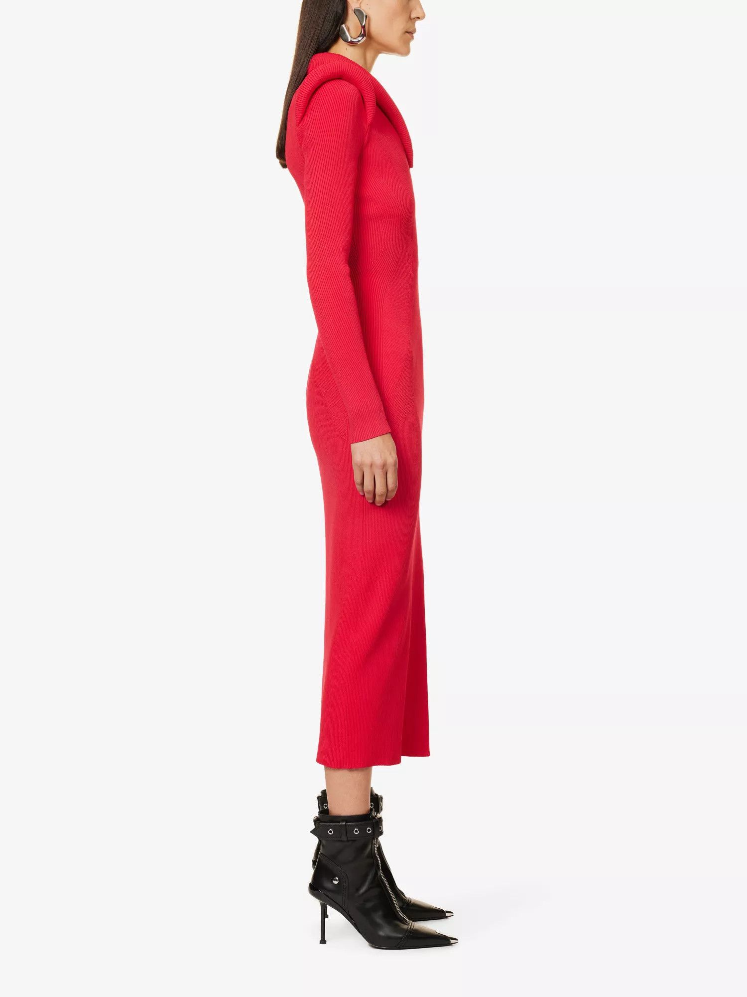 Alexander McQueen o1y0325 Midi Dress in Red Size M / US 6-8 / IT 42-44 - 3 Thumbnail