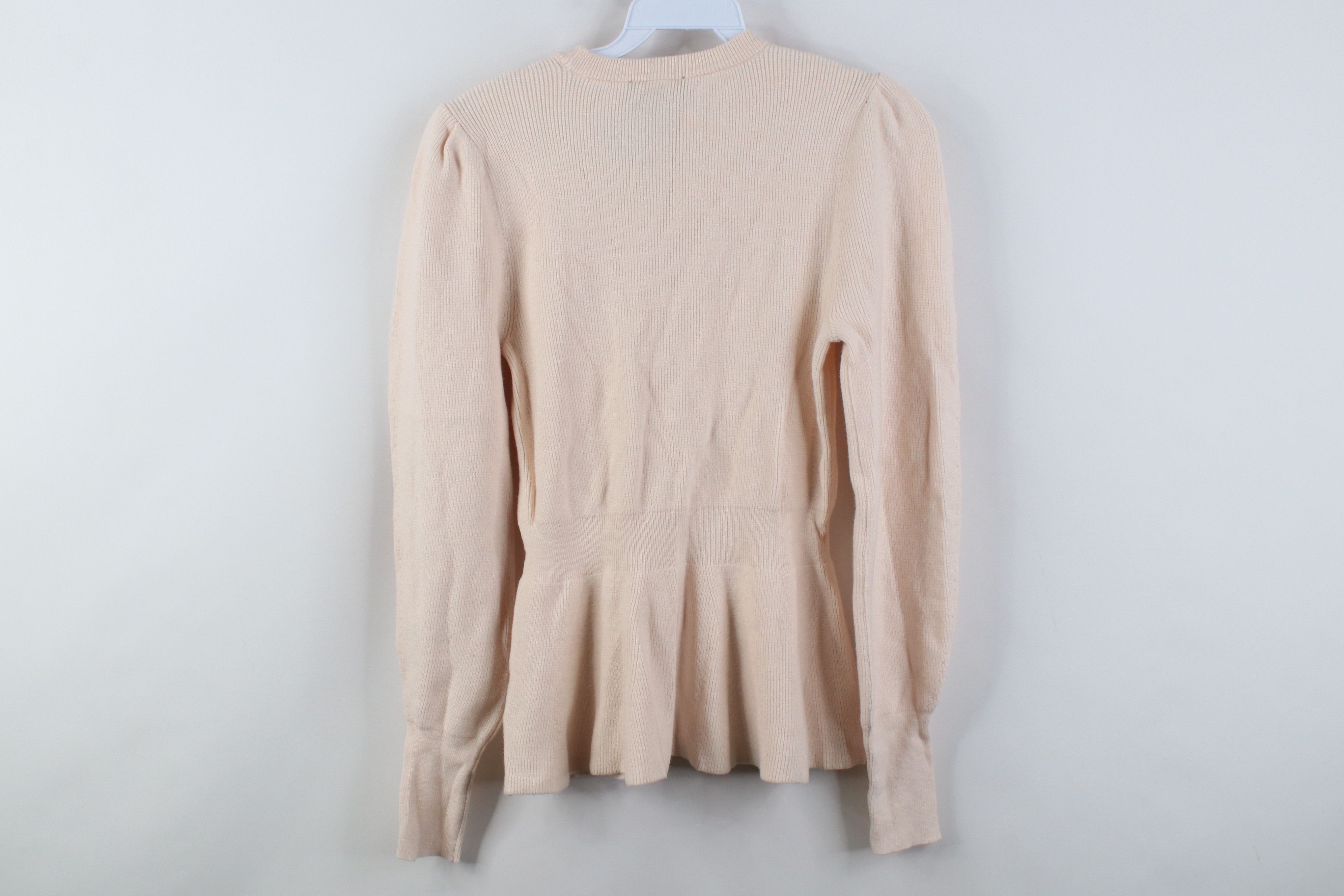 Express New Express Sleeve Ribbed Knit Ruffled Sweater Light Pink Size S / US 4 / IT 40 - 9 Thumbnail