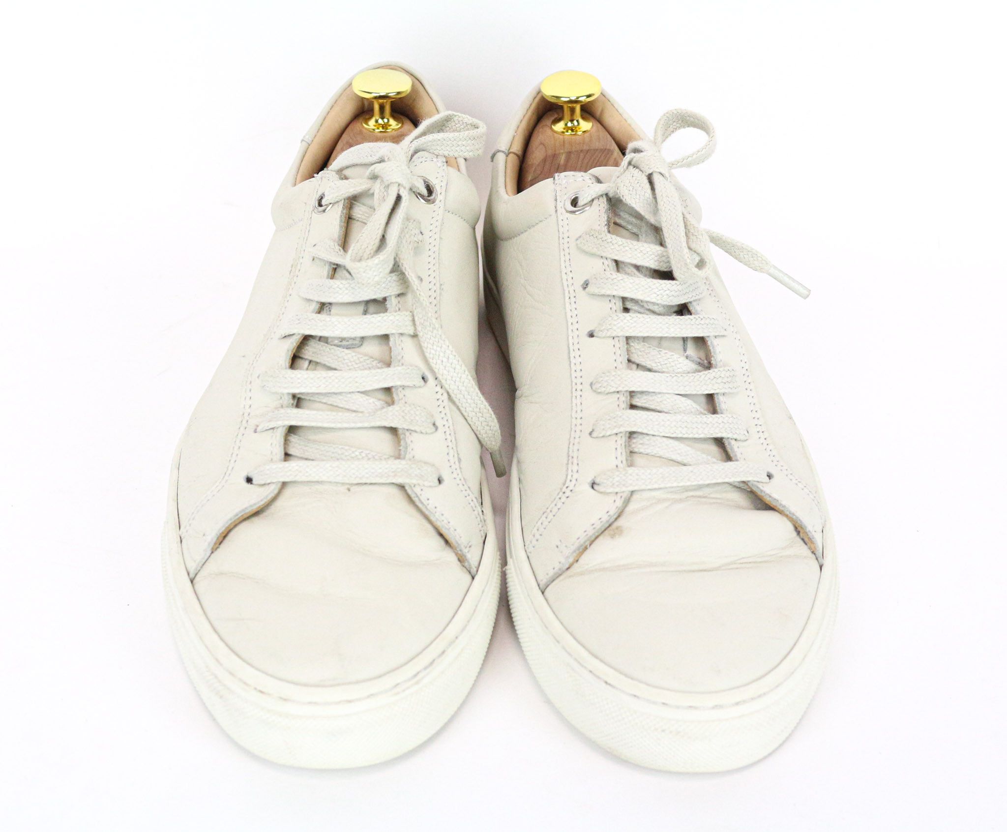 Suitsupply EU41 Beige Grey Leather Low-Top Sneakers 74451 Size US 8 / EU 41 - 2 Thumbnail