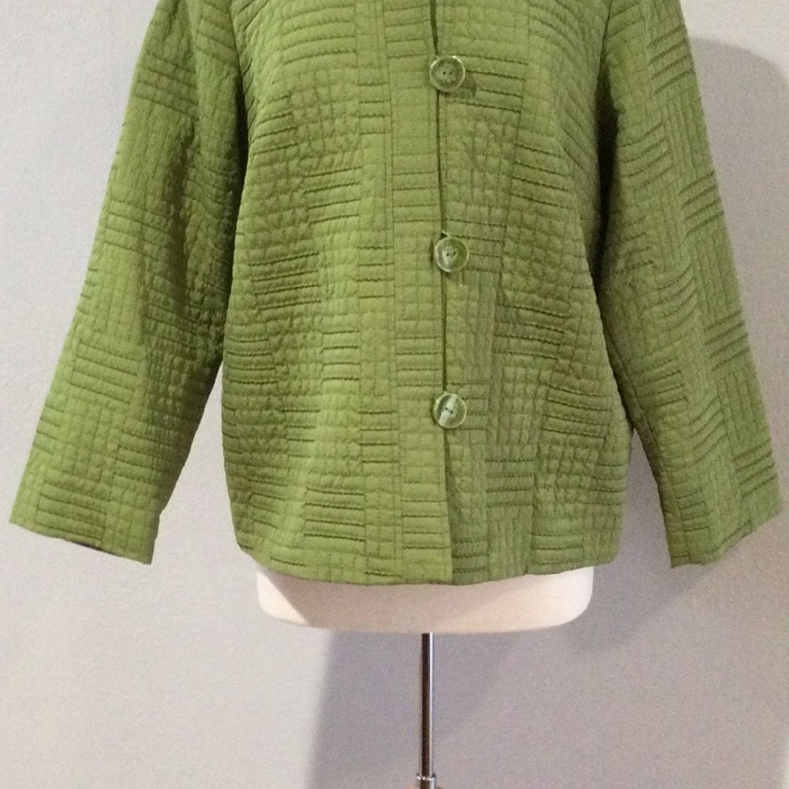 Other Dressbarn Woman Quilted Green Vintage Lined Jacket 14/16W Size XXL / US 16-18 / IT 52-54 - 3 Thumbnail
