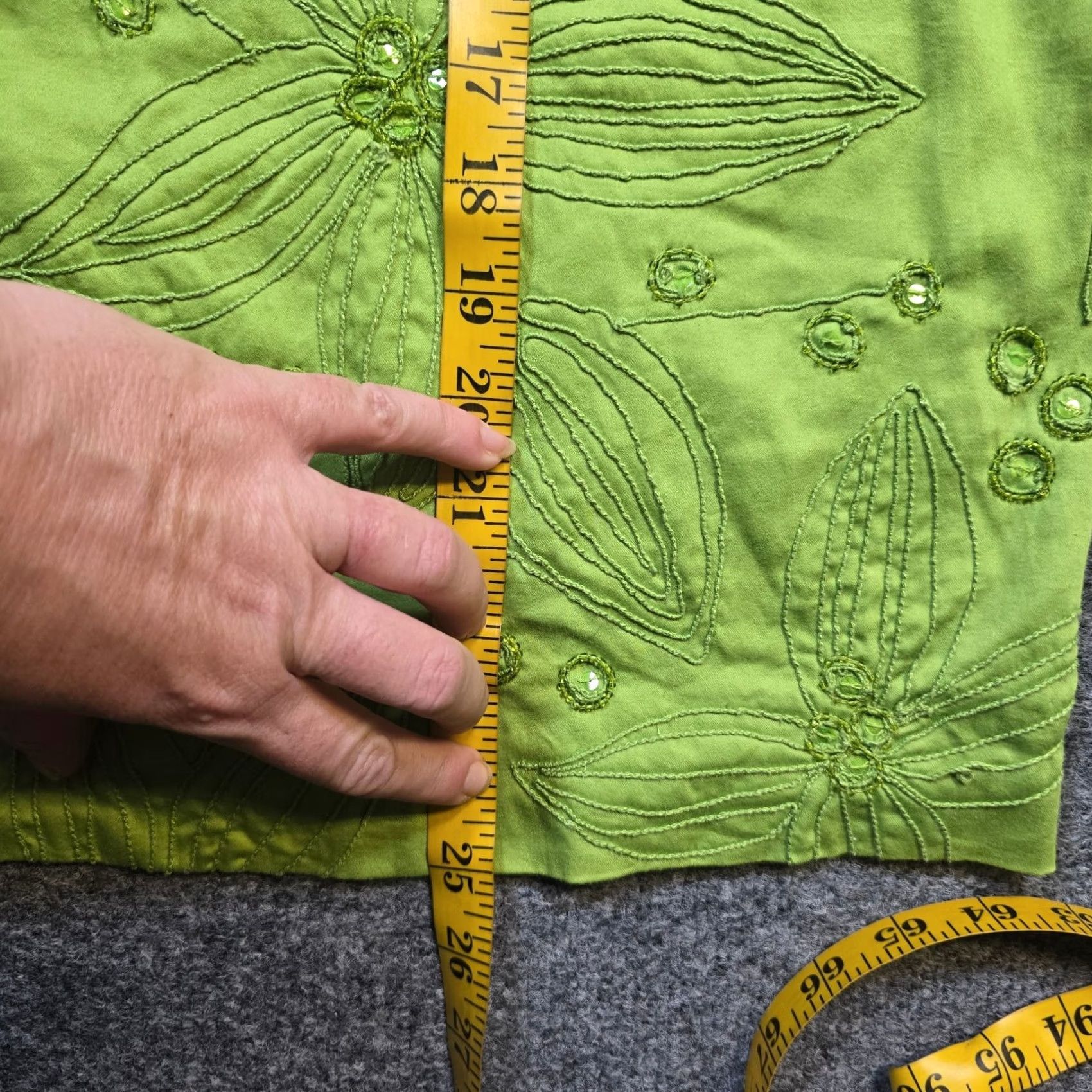 Vintage Chicos Jacket Women XL Green Embroidery Blazer Sequin Floral Lined Career Casual Shirt? Size XL / US 12-14 / IT 48-50 - 7 Thumbnail