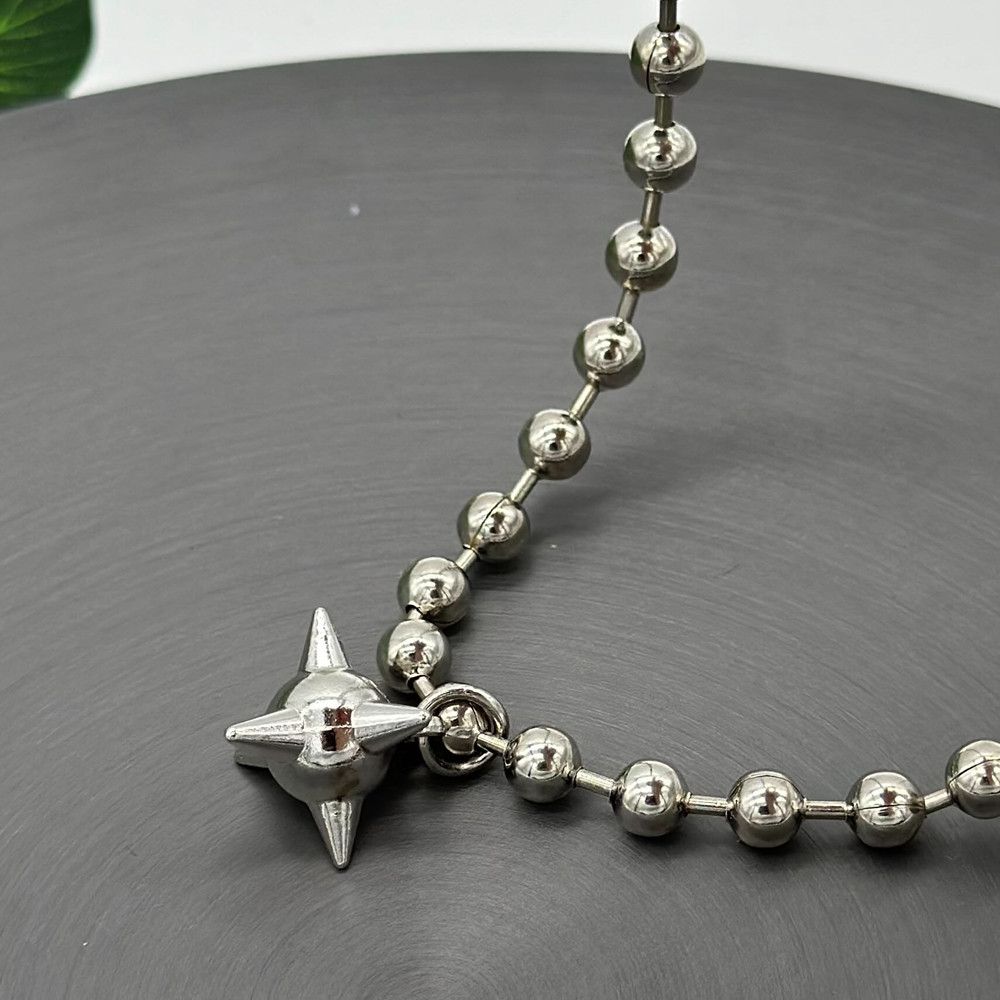 Vintage 45cm 6mm Beads Ball Chain Choker Morning Star Short Necklace Size ONE SIZE - 2 Thumbnail
