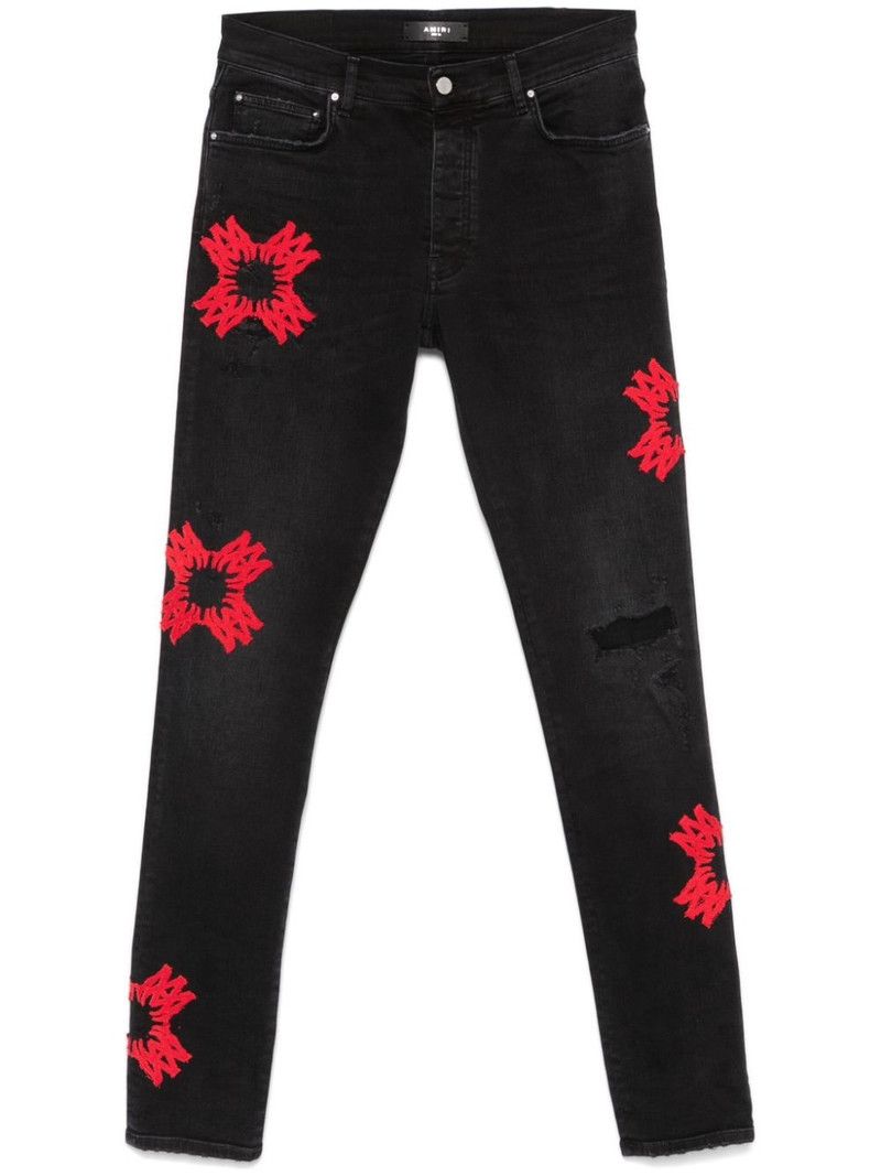 Amiri o1orln0326 MA Quad-Appliqué Skinny Jeans in Black Size US 36 / EU 52 - 1 Thumbnail