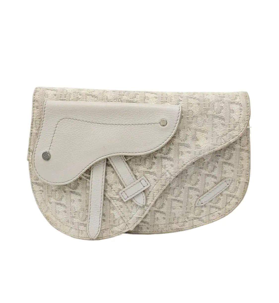 Dior DIOR Saddle beige canvas monogram jacquard saddle bag shoulder bag crossbody sil Size ONE SIZE - 1 Thumbnail