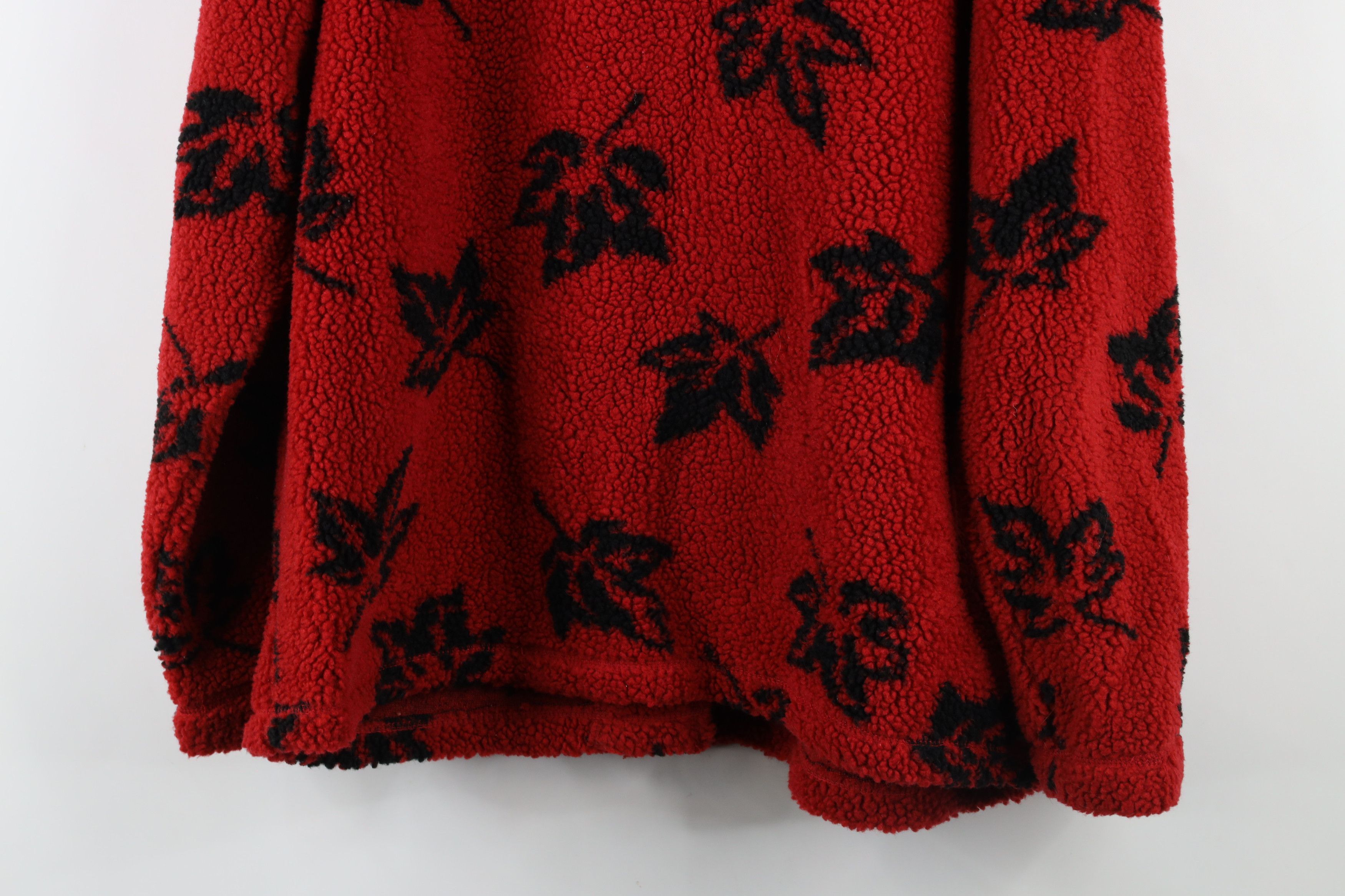 Vintage Vintage 90s Streetwear Fleece Leaf All Over Print Jacket Size L / US 10 / IT 46 - 10 Thumbnail