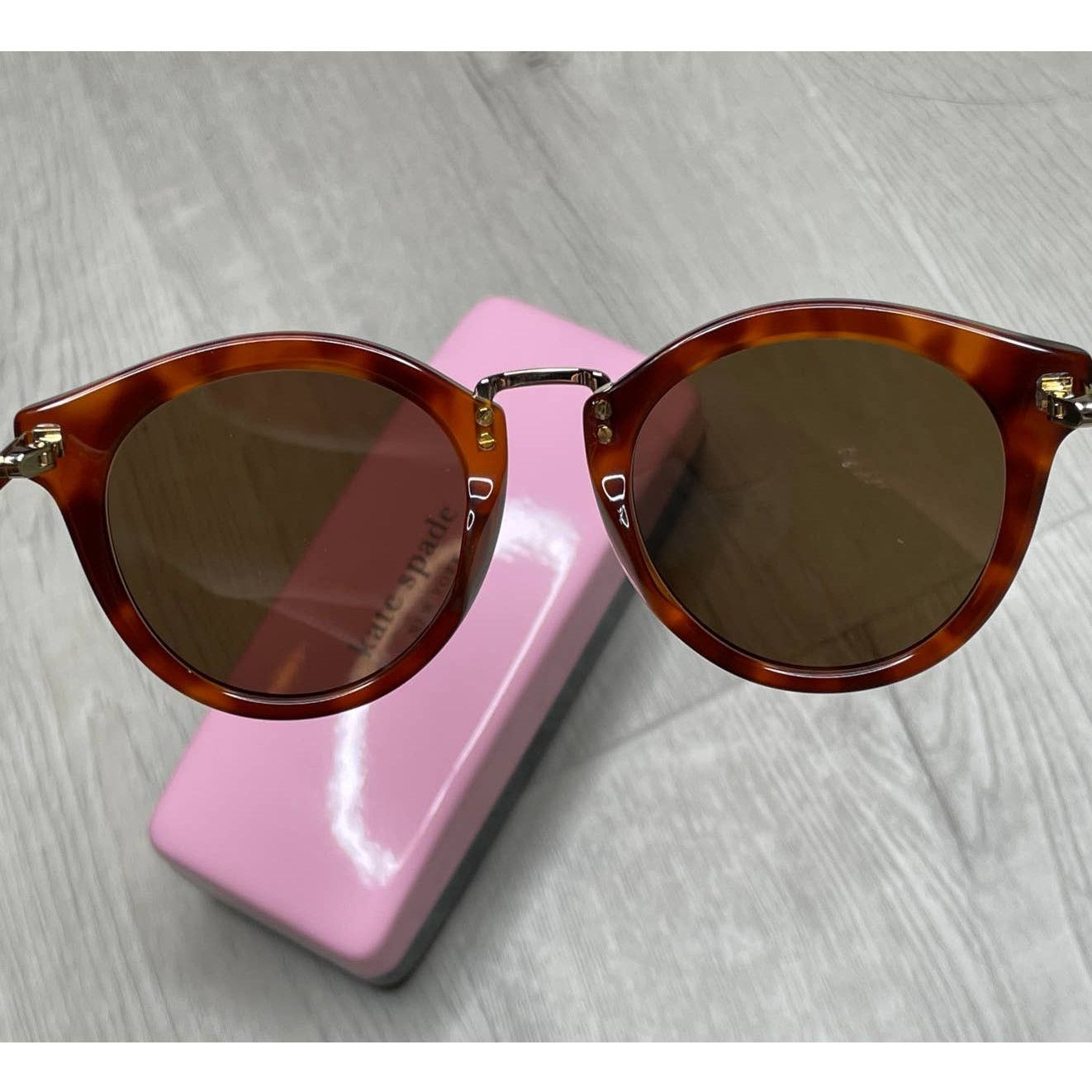 Kate Spade Kate Spade 50MM DARK HAVANA Brown Round Sunglasses Size ONE SIZE - 6 Thumbnail