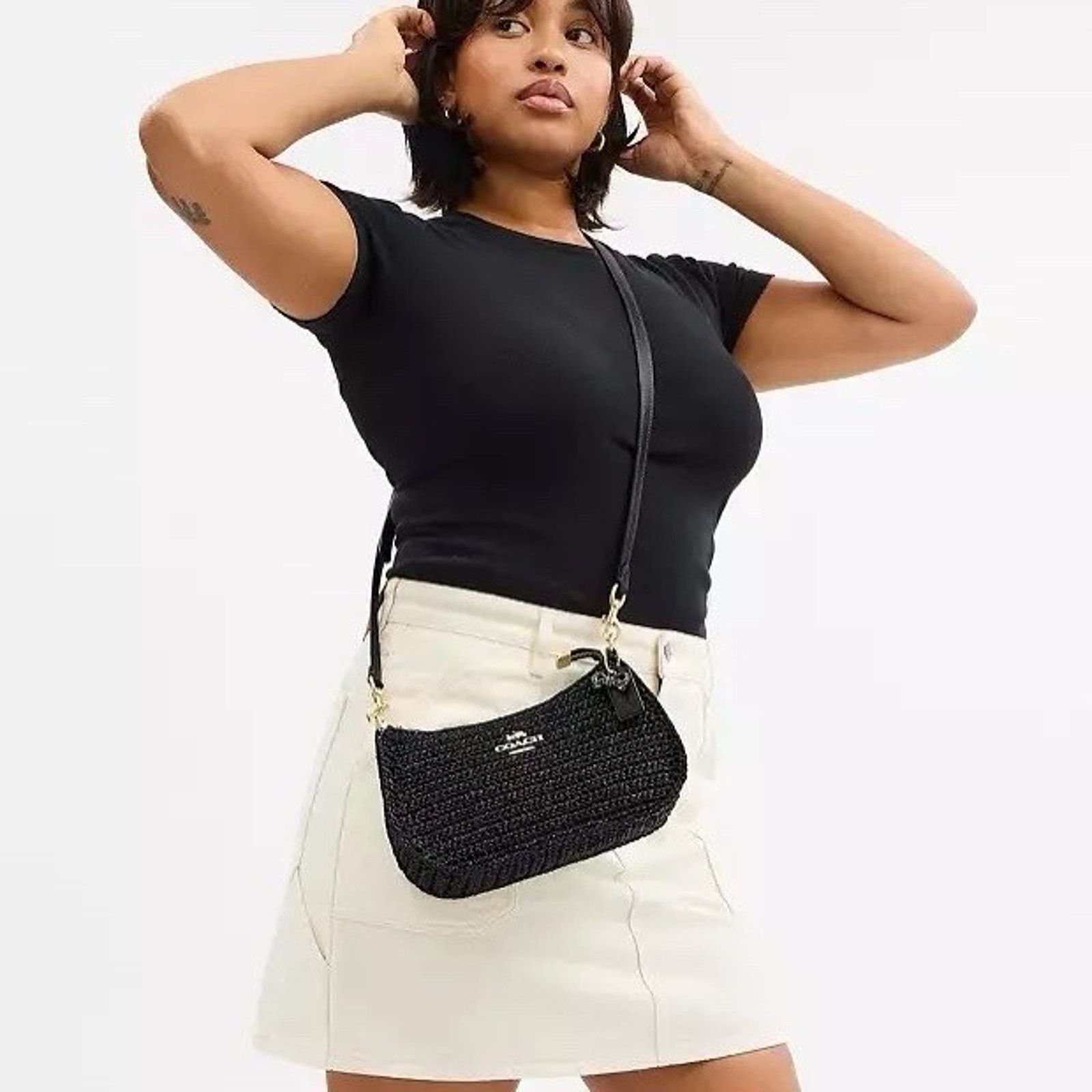 Coach NWT Coach Teri Shoulder Bag Crossbody CBI17 Straw Gold/Black Size ONE SIZE - 8 Thumbnail