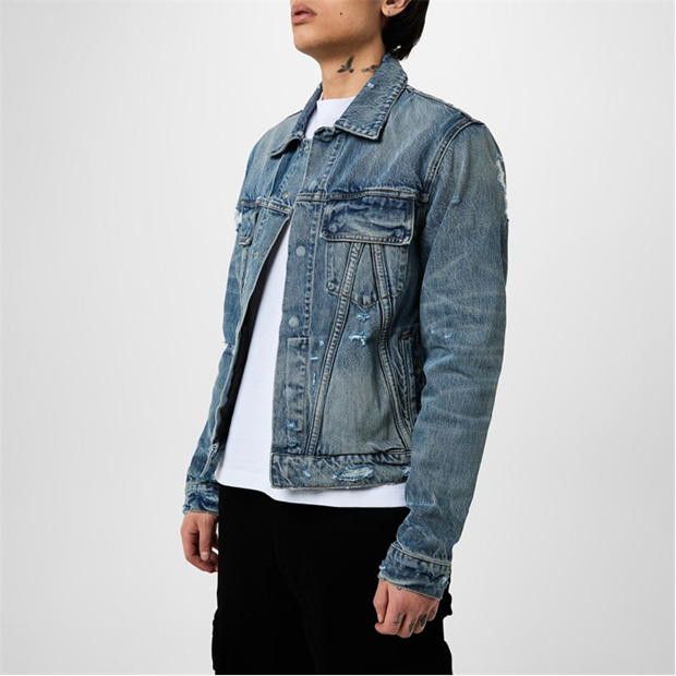 Amiri AMIRI Ma Distressed Denim Trucker Jacket Size US L / EU 52-54 / 3 - 4 Thumbnail