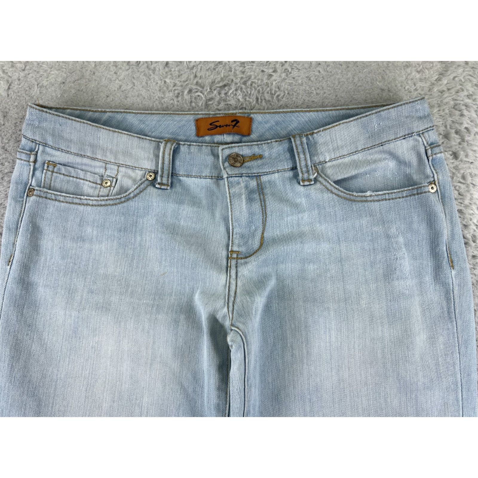 Vintage Seven7 Jeans Women 30 Blue Denim Boot Cut Light Wash Distressed 32x32 Size 30" / US 8 / IT 44 - 4 Thumbnail