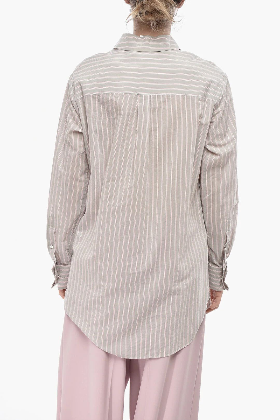 Dries Van Noten og1mm0426 Cotton-Blend Blouse in Grey Size XS / US 0-2 / IT 36-38 - 2 Thumbnail