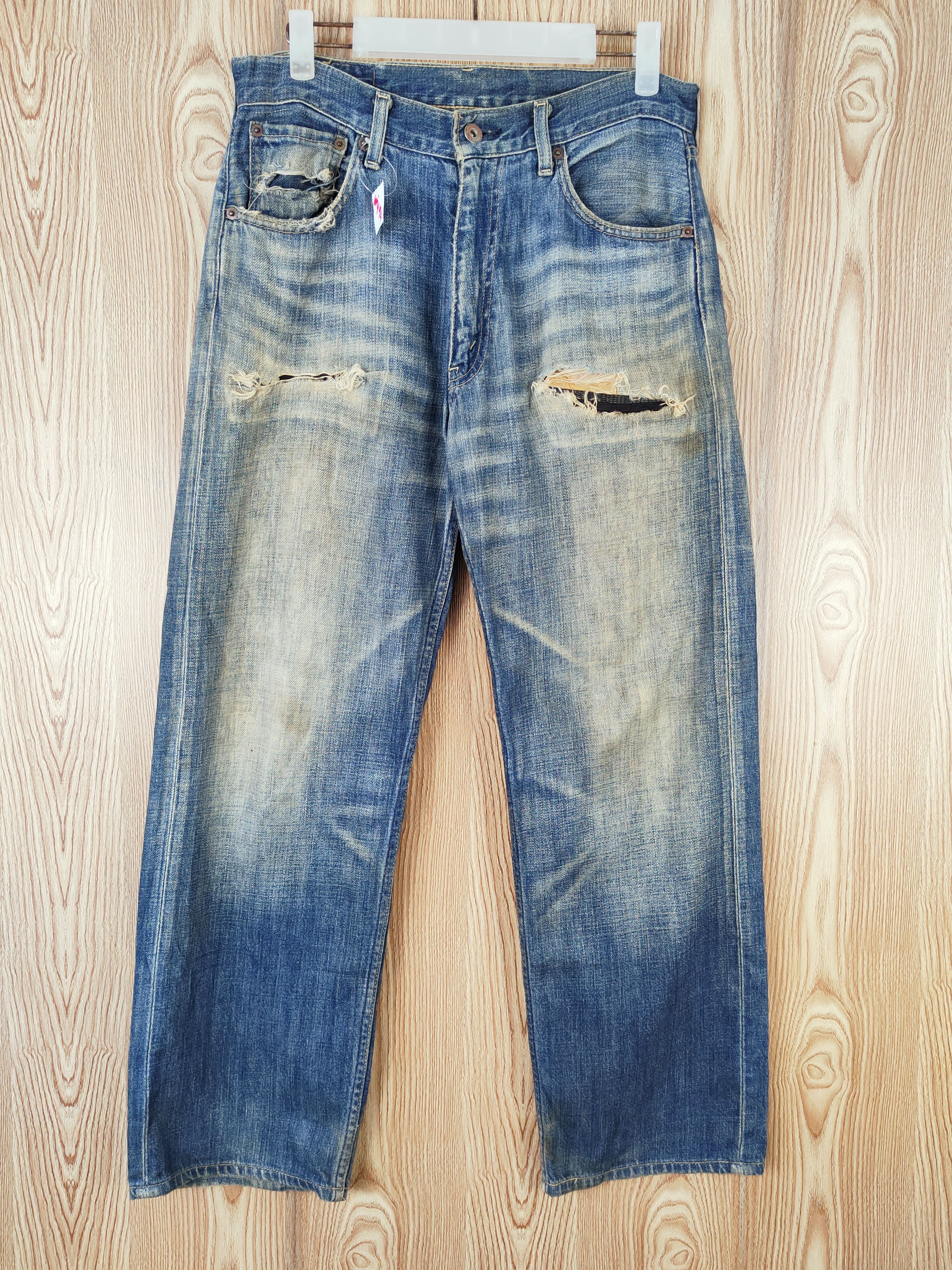 Levi's 503 Levi's Dark Blue Distressed Ripped Jeans #W494 Size US 31 - 1 Thumbnail
