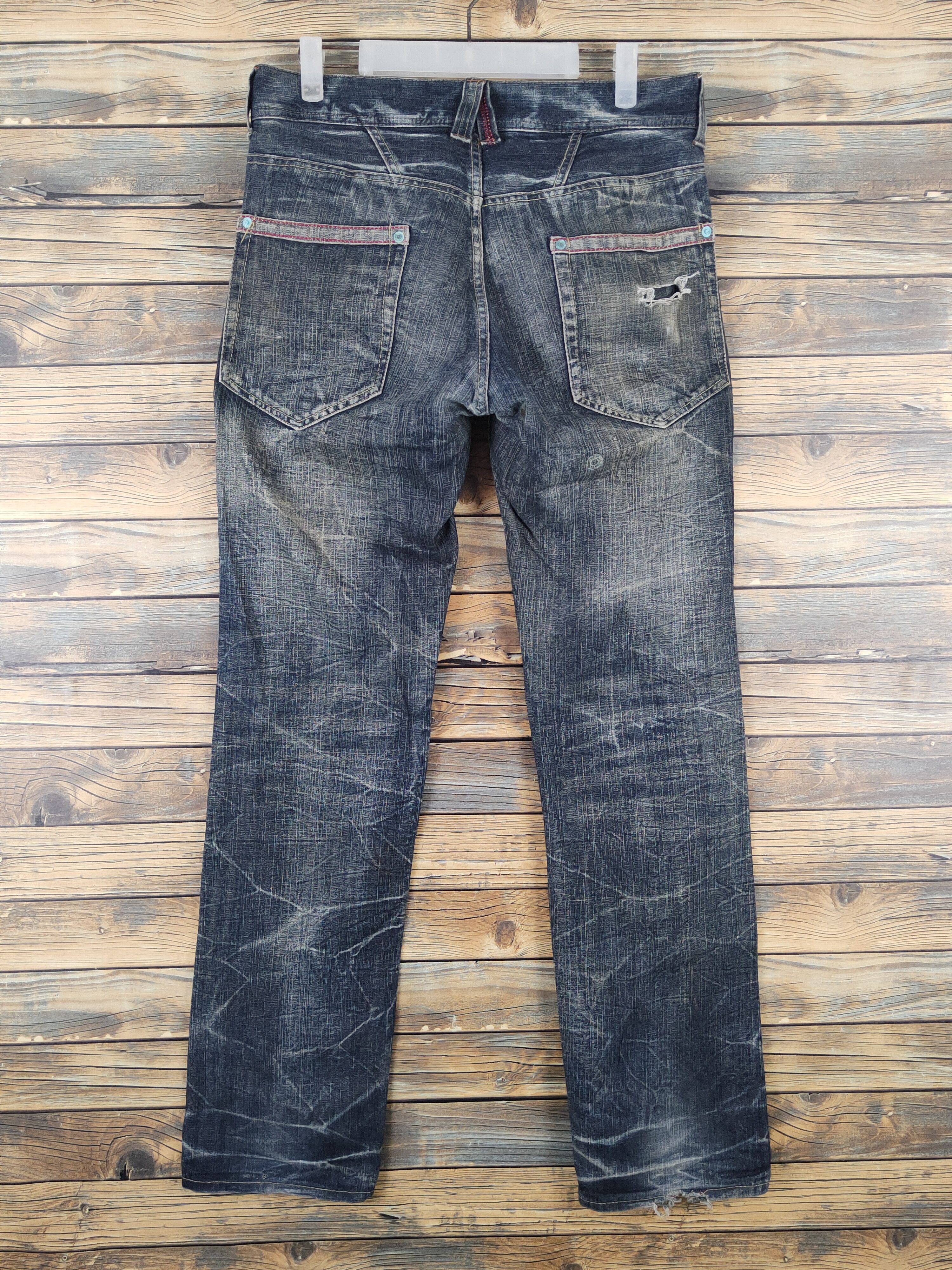 Japanese Brand Japan Dark Blue Distressed Ripped denim Jeans #W1386 Size US 32 / EU 48 - 8 Thumbnail