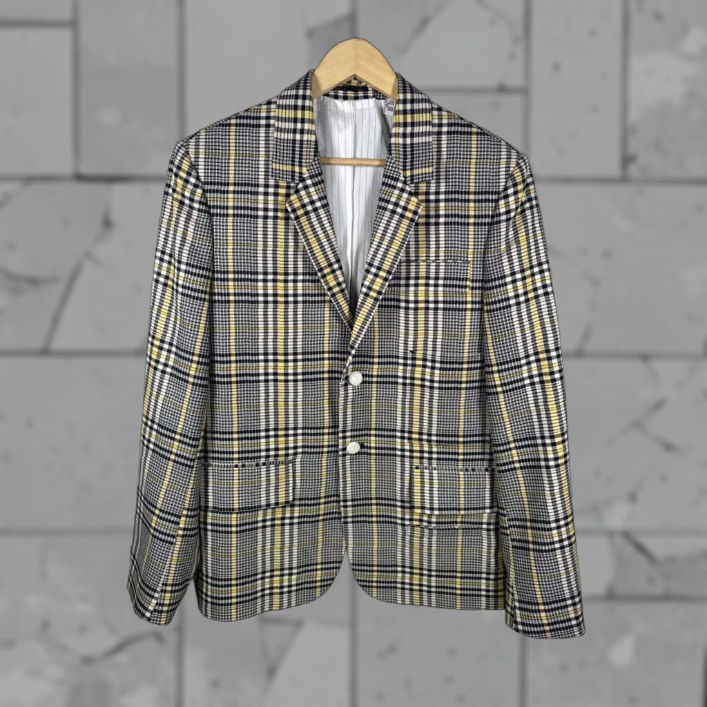 Vintage Noak Plaid 2 Button Sport Coat Mens 38 Regular Yellow Blue Plaid Coat Sports Mens Size US XXS / EU 40 - 1 Thumbnail