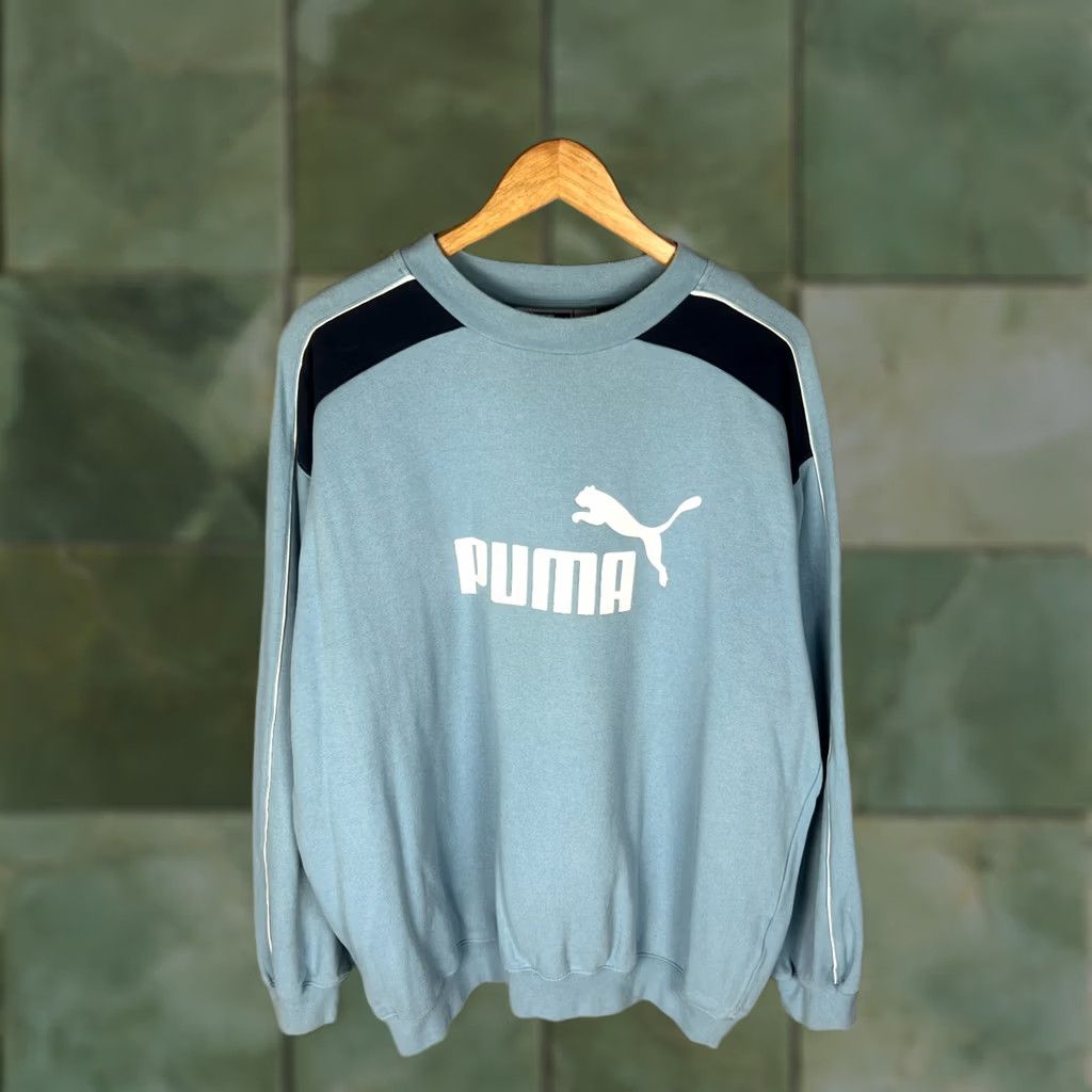 Puma VINTAGE Puma Sweatshirt Men XL Blue Big Logo Cotton Blend Pullover Size US XL / EU 56 / 4 - 1 Thumbnail