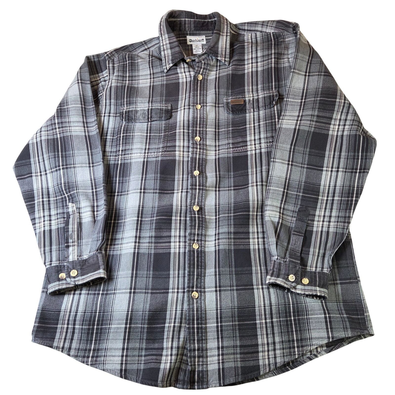 Carhartt Carhartt XL Tall Heavy Plaid Flannel Shirt Gray Size US XL / EU 56 / 4 - 1 Thumbnail