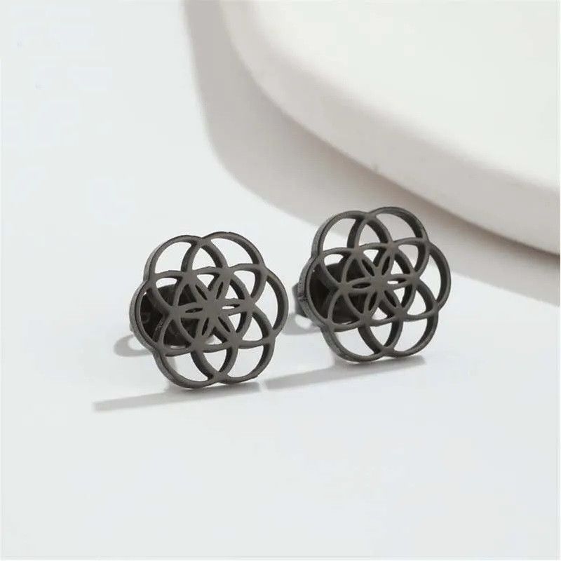 Jewelry Geometric Flower Mini Stud Earrings Charm Earring Gift Size ONE SIZE - 2 Thumbnail