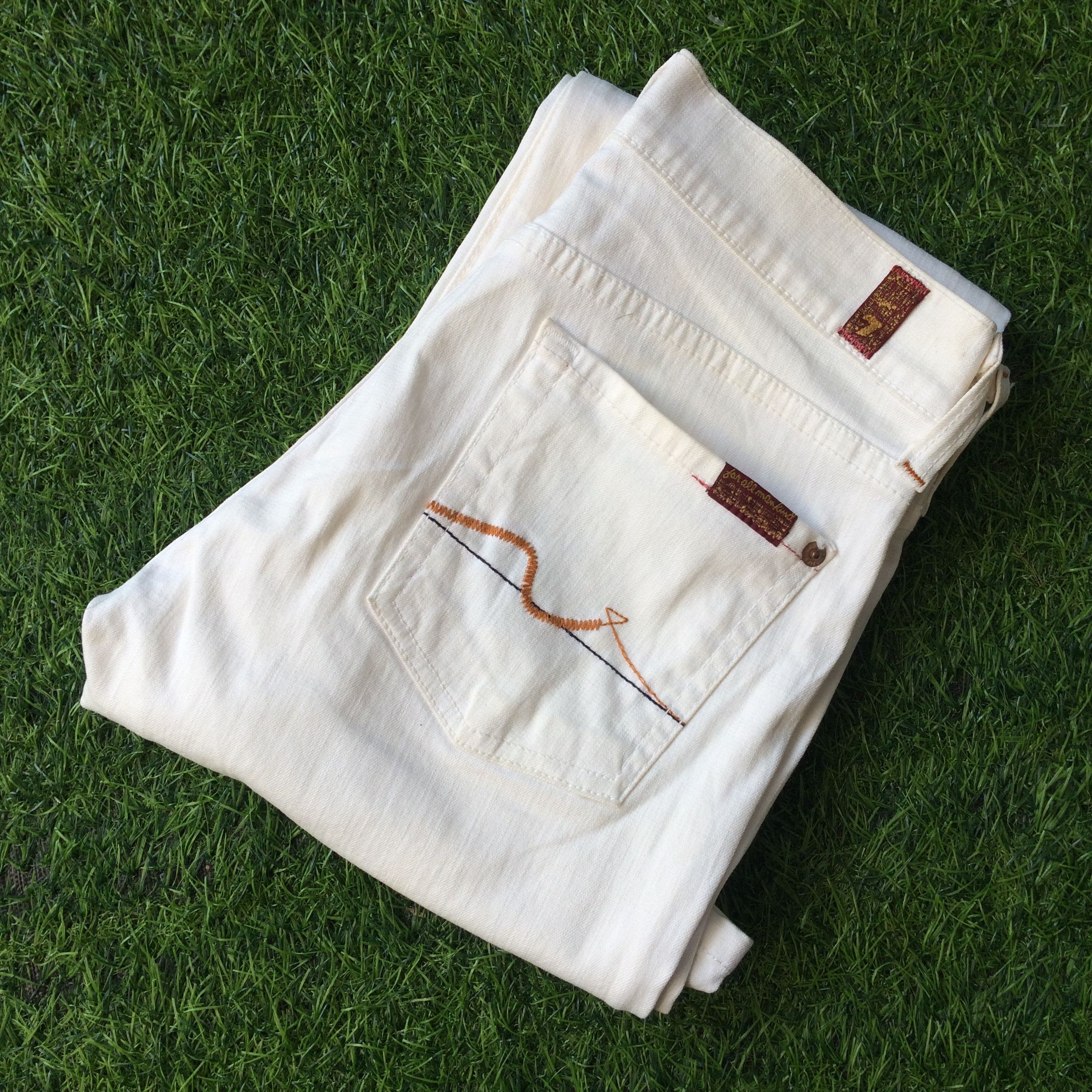 7 For All Mankind × Jean American White Denim Flare Jeans D-568 Size 25" / US 0 / IT 36 - 8 Thumbnail