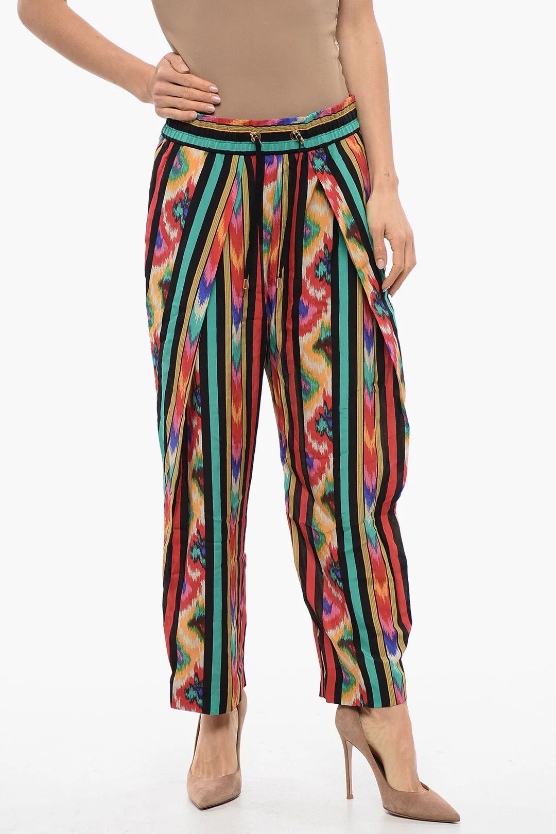 Balmain og1mm0326 Printed Silk Pant in Multicolor Size 28" / US 6 / IT 42 - 1 Thumbnail