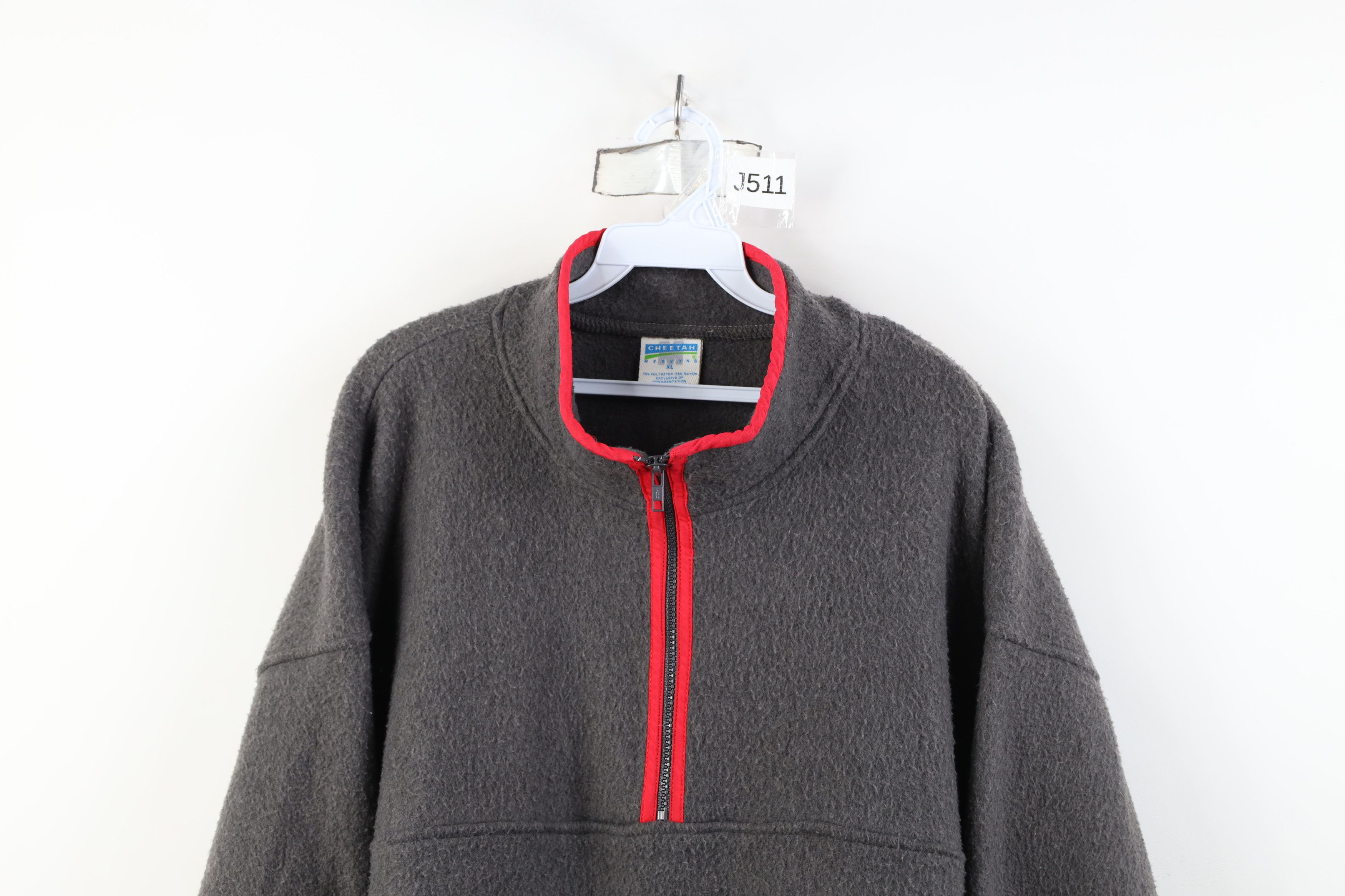 Vintage Vintage 90s Streetwear Half Zip Fleece Pullover Sweater Gray Size US XL / EU 56 / 4 - 2 Thumbnail