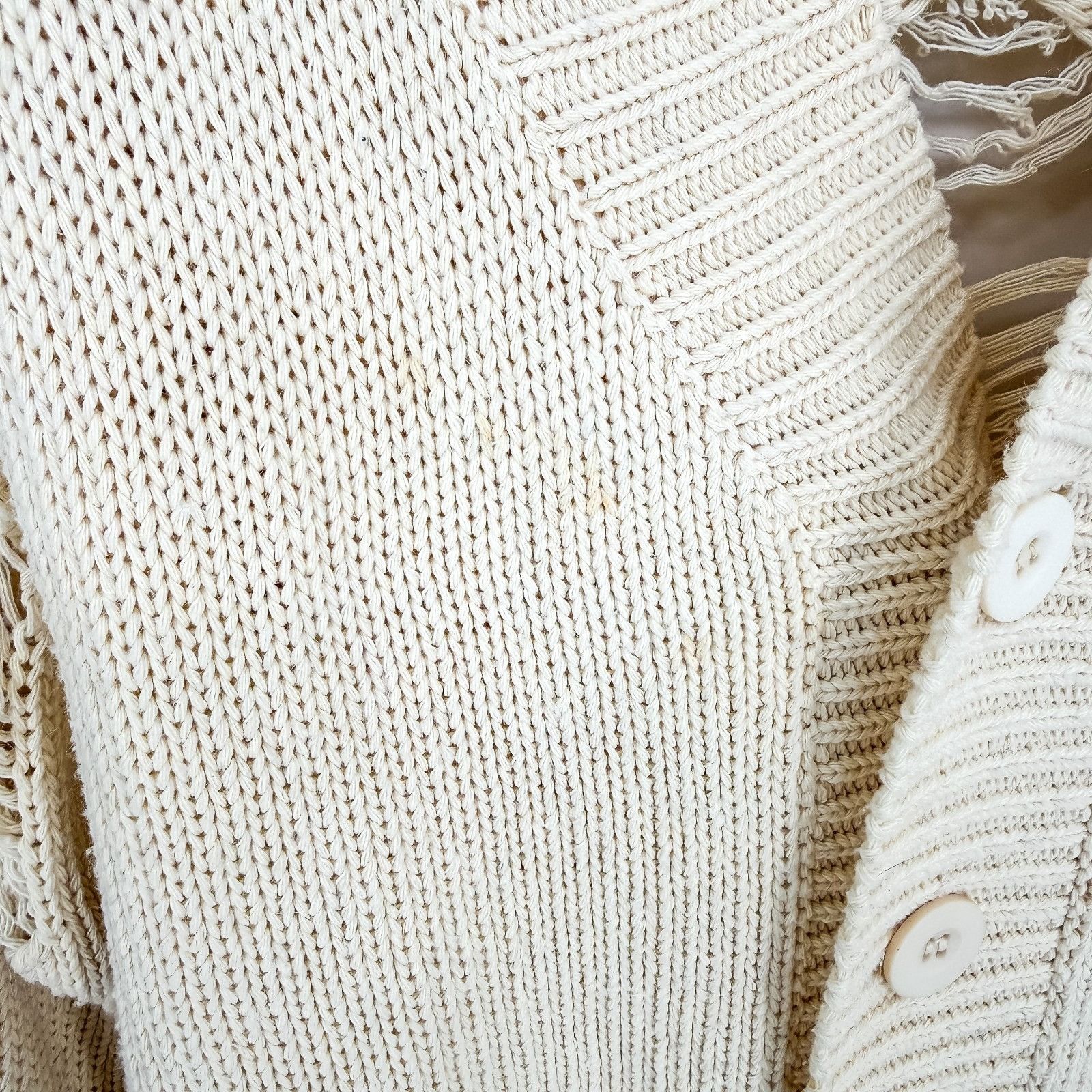 MNML MNML Distressed Cardigan Sweater Cream Shredded Grunge Butto Size US XS / EU 42 / 0 - 7 Thumbnail