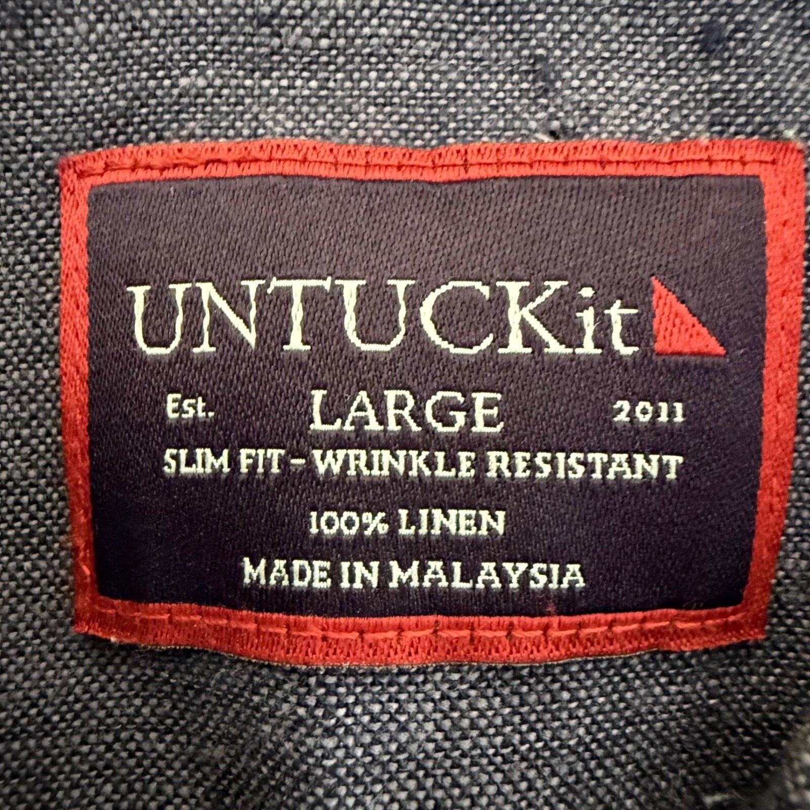UNTUCKit UNTUCKit Mens Large Linen Short Sleeve Button Up Shirt Blue Size US L / EU 52-54 / 3 - 2 Thumbnail