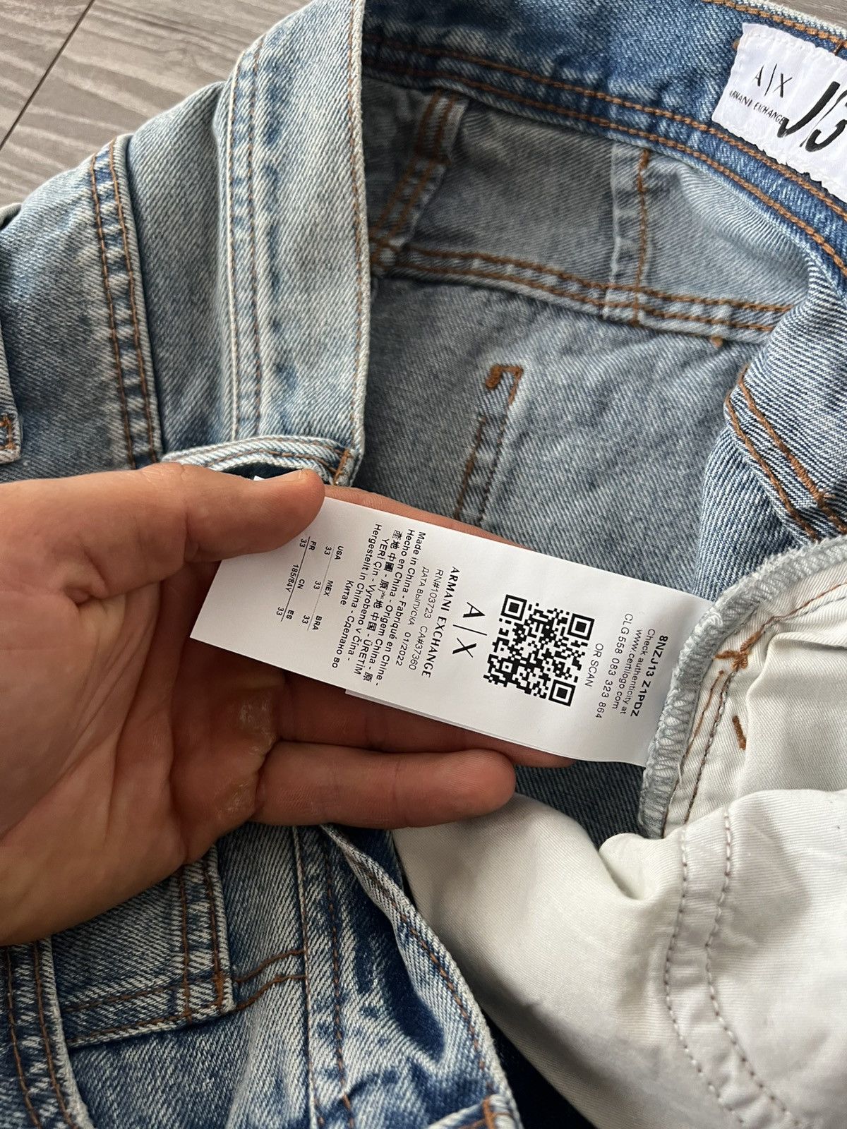 Armani Exchange × Designer ‼️Armani Excange J13 Icon Period Box Logo Denim Jeans‼️ Size US 33 - 25 Thumbnail