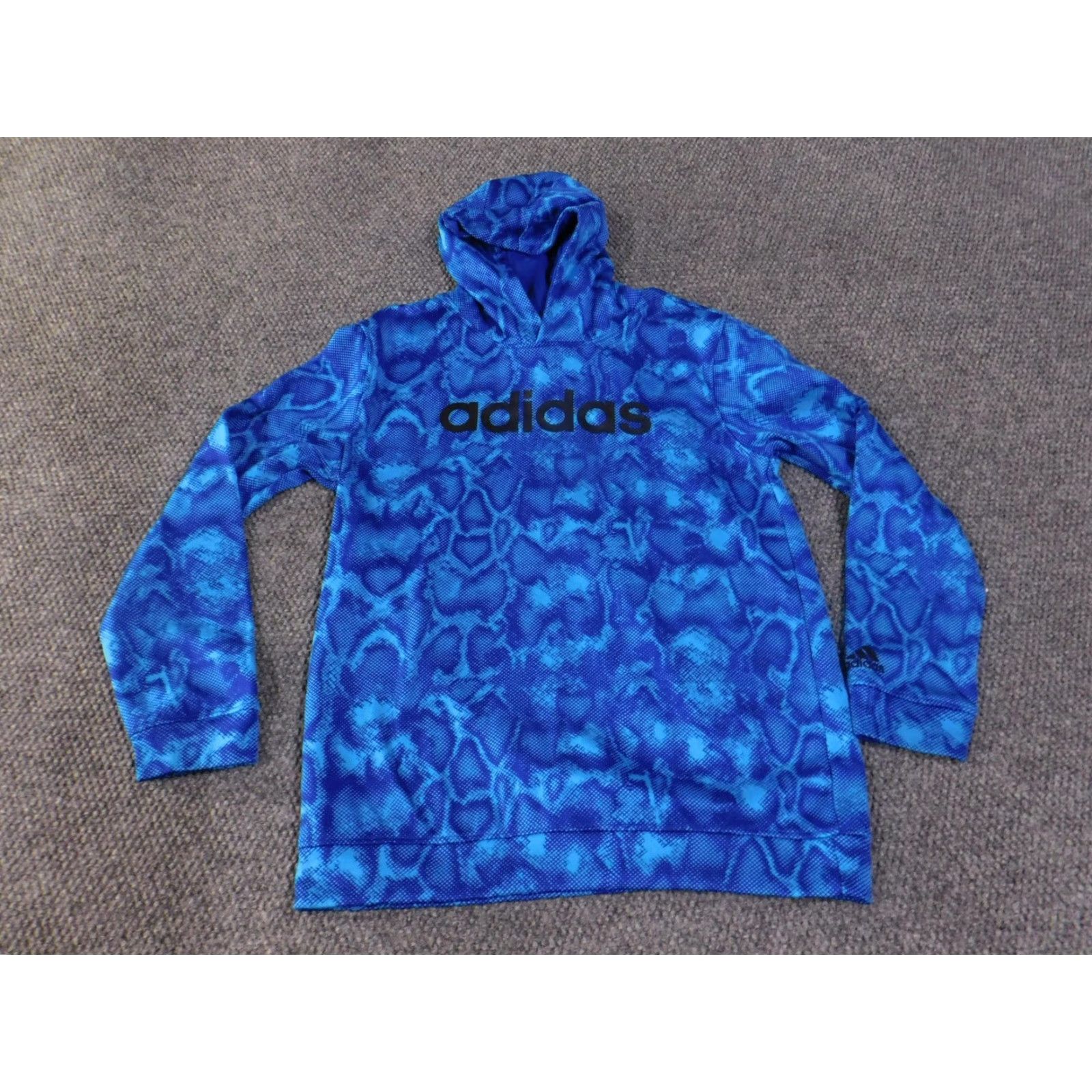 Adidas Adidas Hoodie Mens XL Blue Black Snake Print Pullover Athletic Logo Spell Out Size US XL / EU 56 / 4 - 3 Thumbnail
