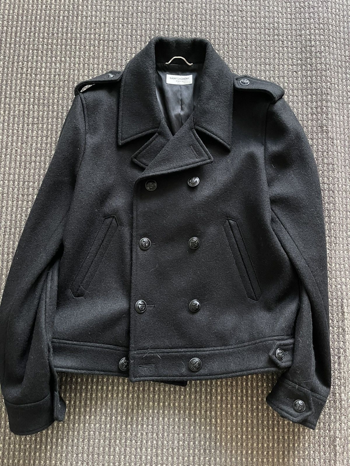 Saint Laurent Paris 14AW Short Peacoat | Grailed