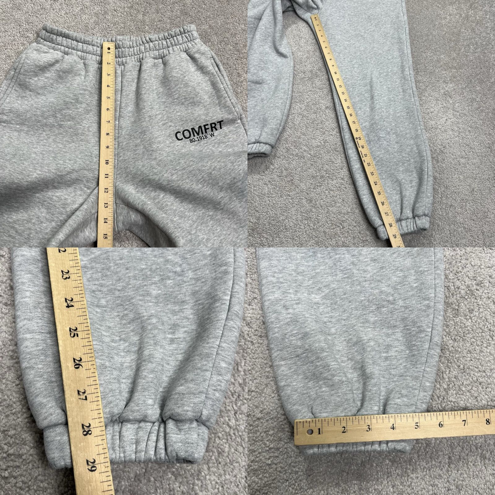 Vintage Comfrt Sweatpants Adult Medium Gray Inseam 29” Jogger Pants Fleece Lined Elastic Waist Pockets Size 32" / US 10 / IT 46 - 9 Thumbnail