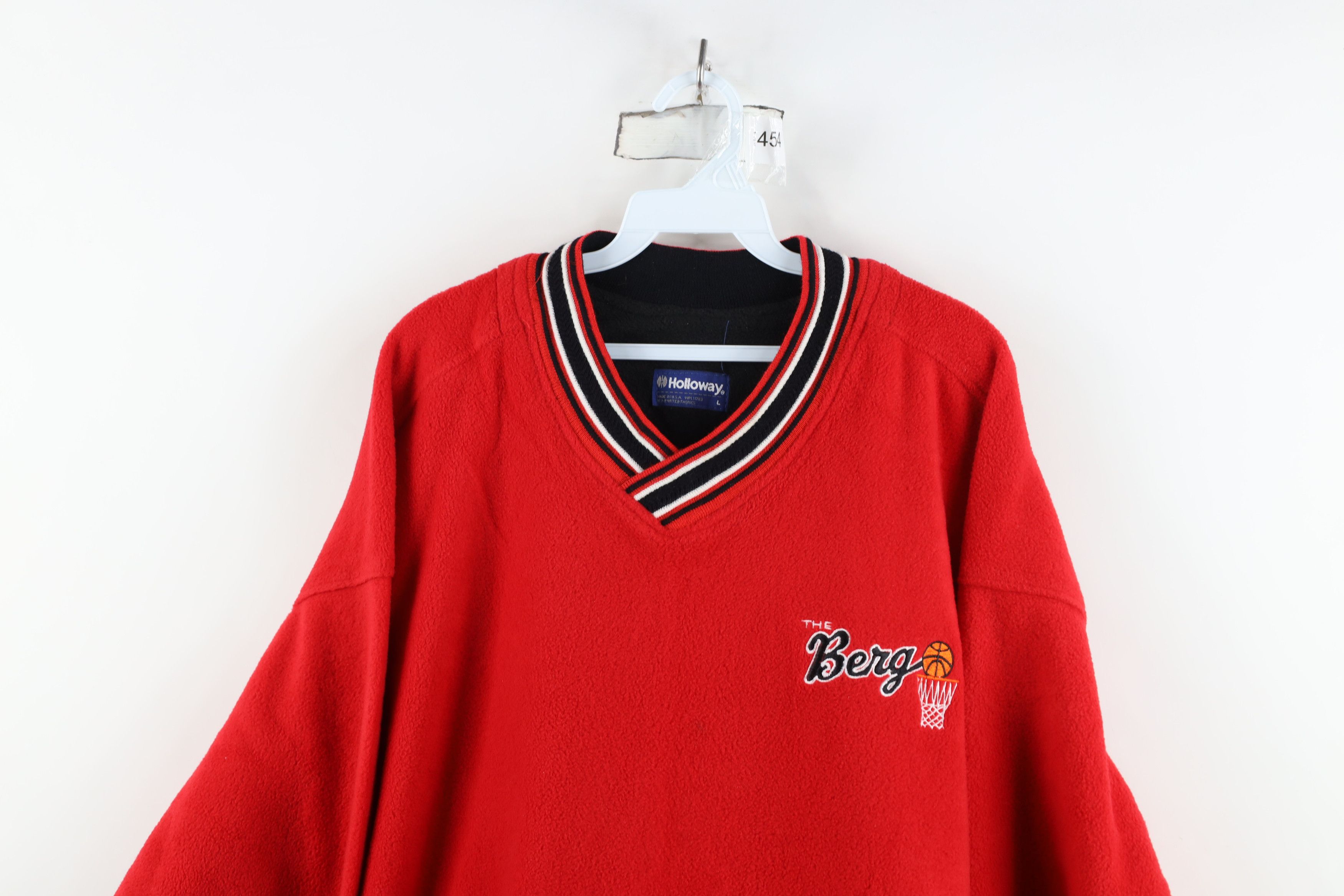 Vintage Vintage 90s University Basketball Fleece Jacket Red USA Size US L / EU 52-54 / 3 - 2 Thumbnail