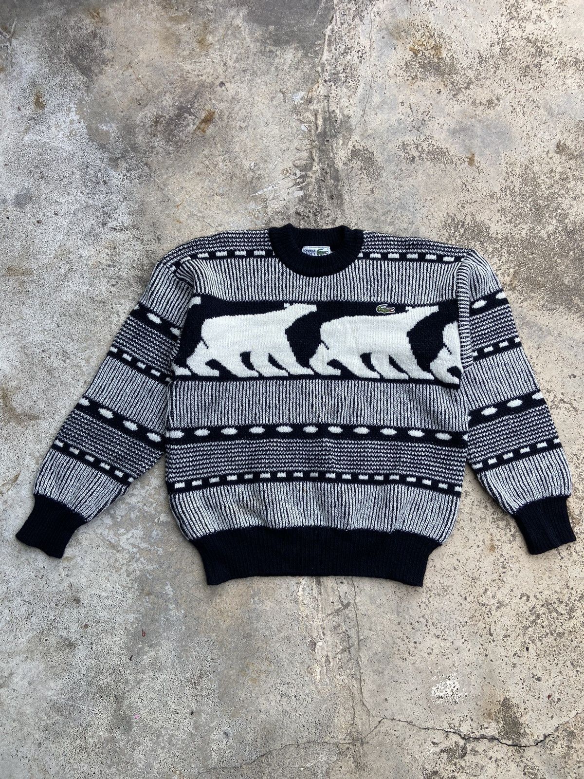 Lacoste VINTAGE 80s/90s CHEMISE LACOSTE Polar Bear Knit Sweater Size US S / EU 44-46 / 1 - 1 Thumbnail