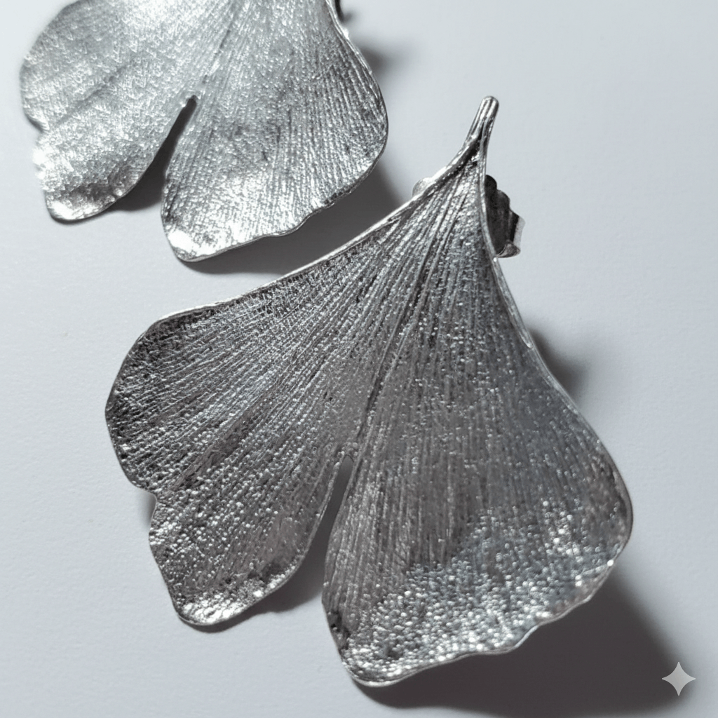 Other Ginko Biloba 2" Leaves Earrings B+B Sterling Silver 925 Vint Size ONE SIZE - 5 Thumbnail